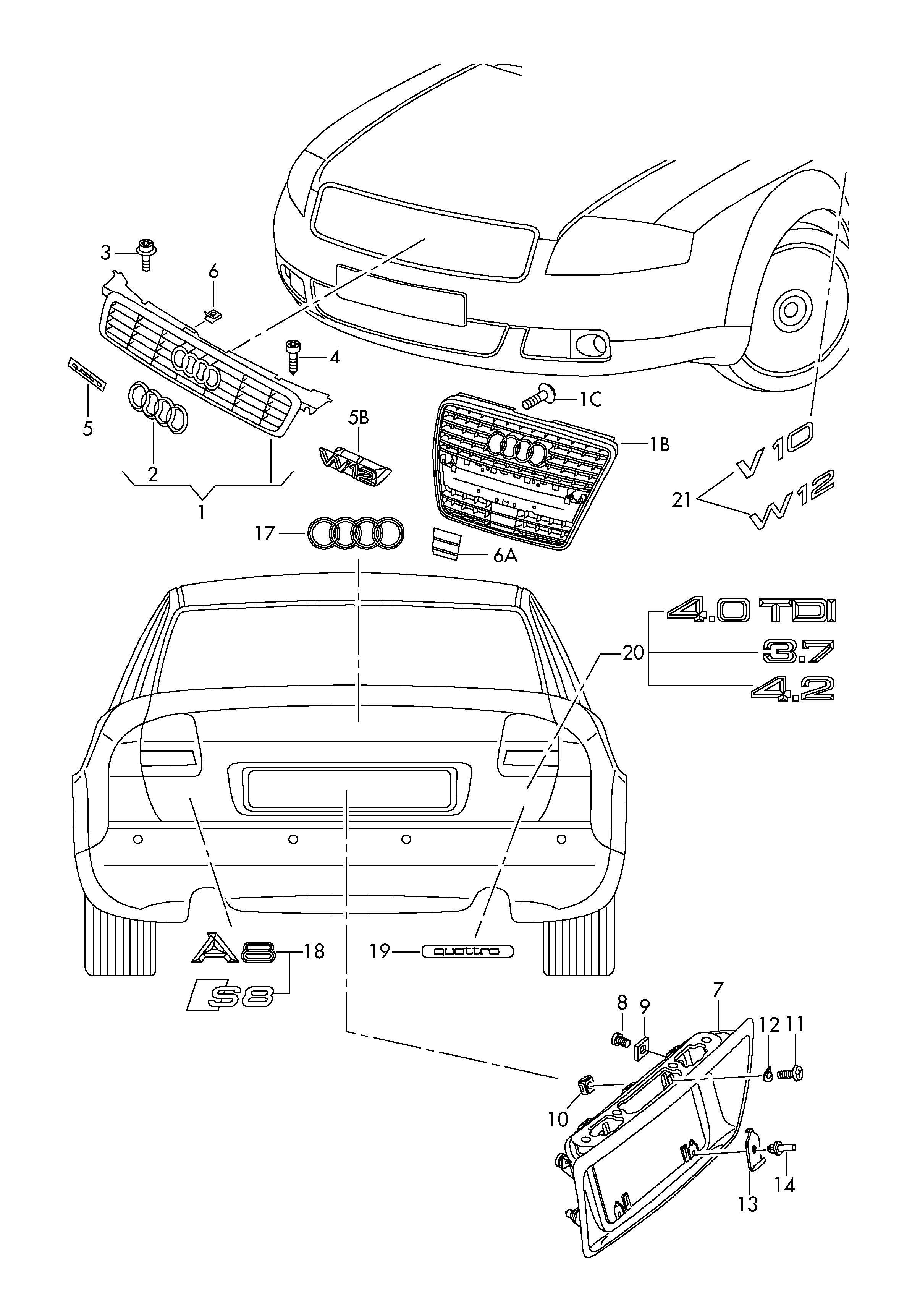 inscriptions/lettering - Audi A8(A8)  