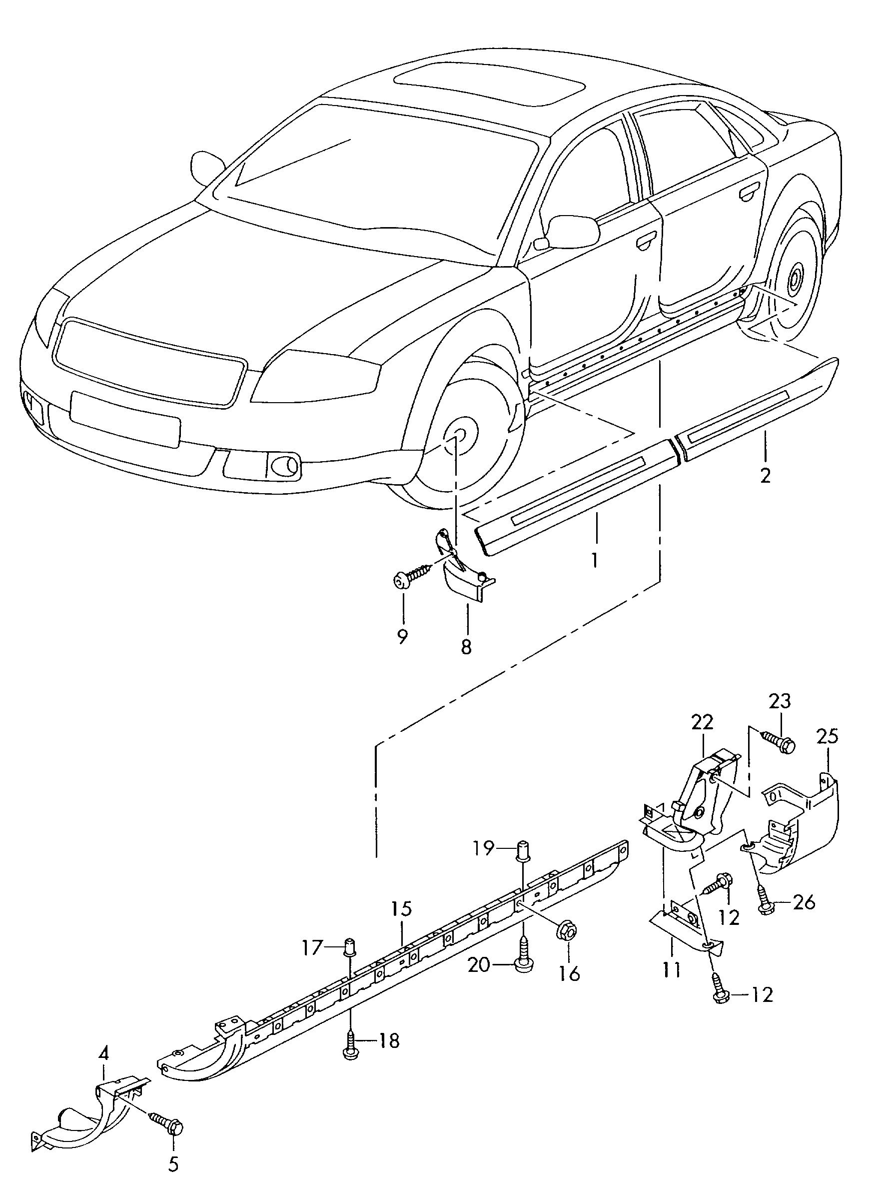 side member trim; wheel spoiler - Audi A8(A8)  