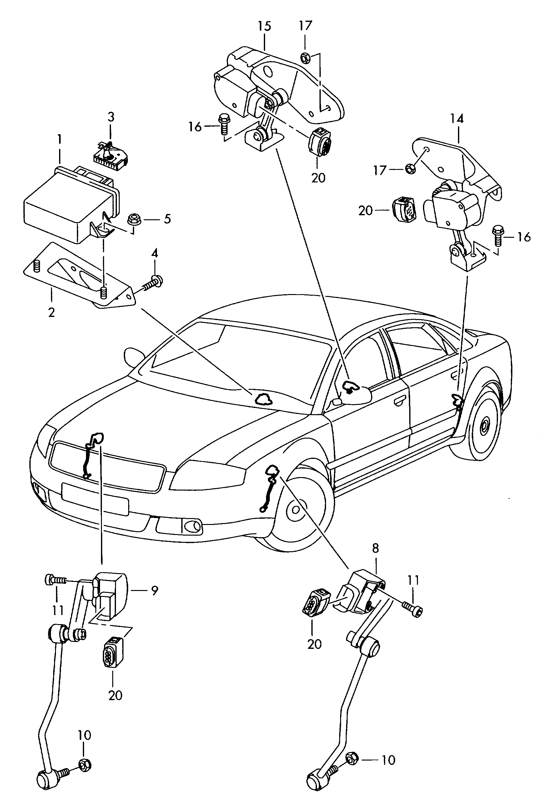 control unit for headlight
range control - Audi A8(A8)  