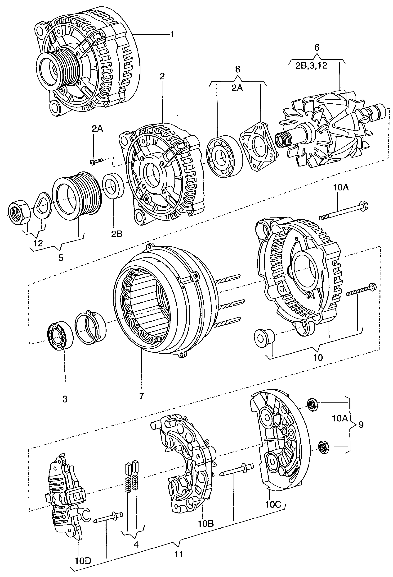 draaistroomdynamo en
onderdelen - Caddy(CA)  