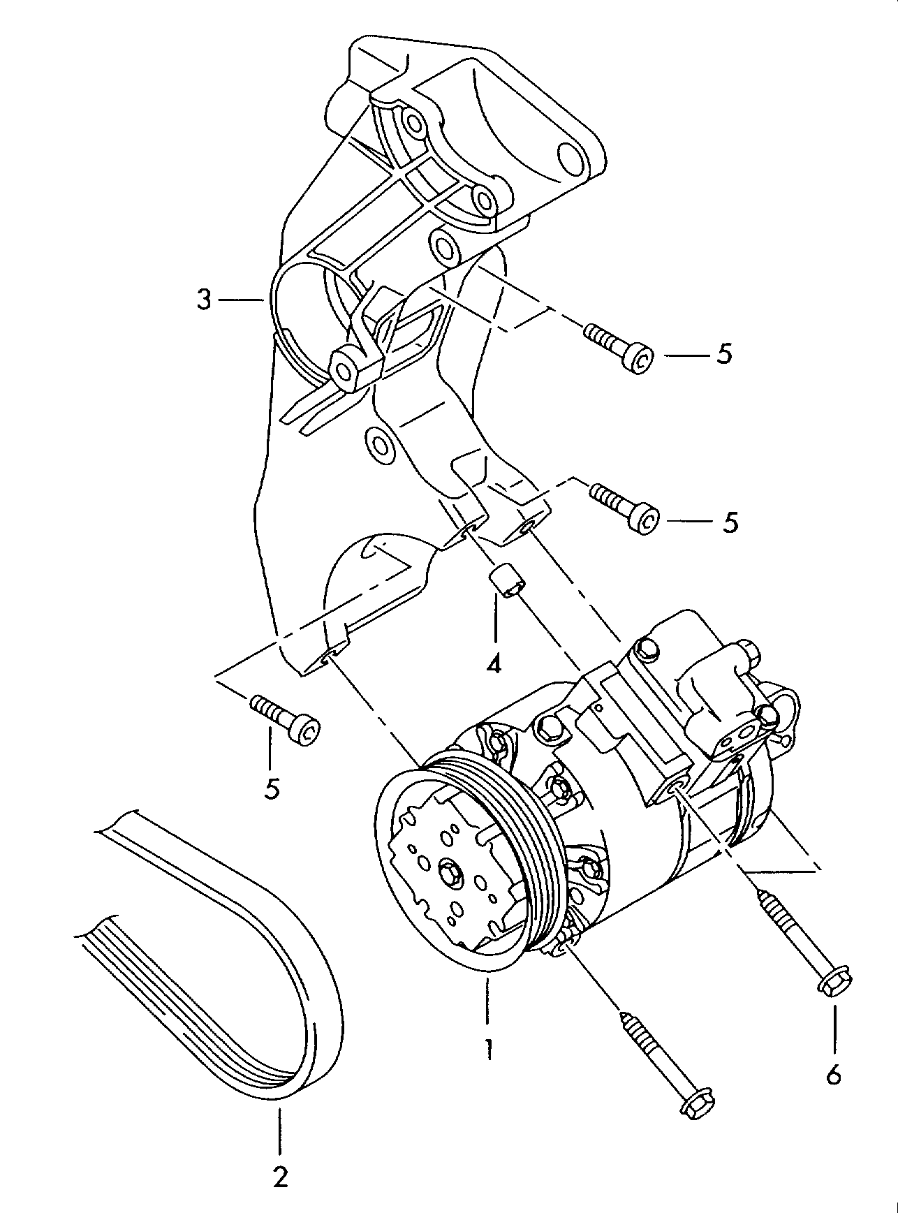 a/c compressor; connecting and mounting parts
for... - Golf/Variant/4Motion(GOLF)  