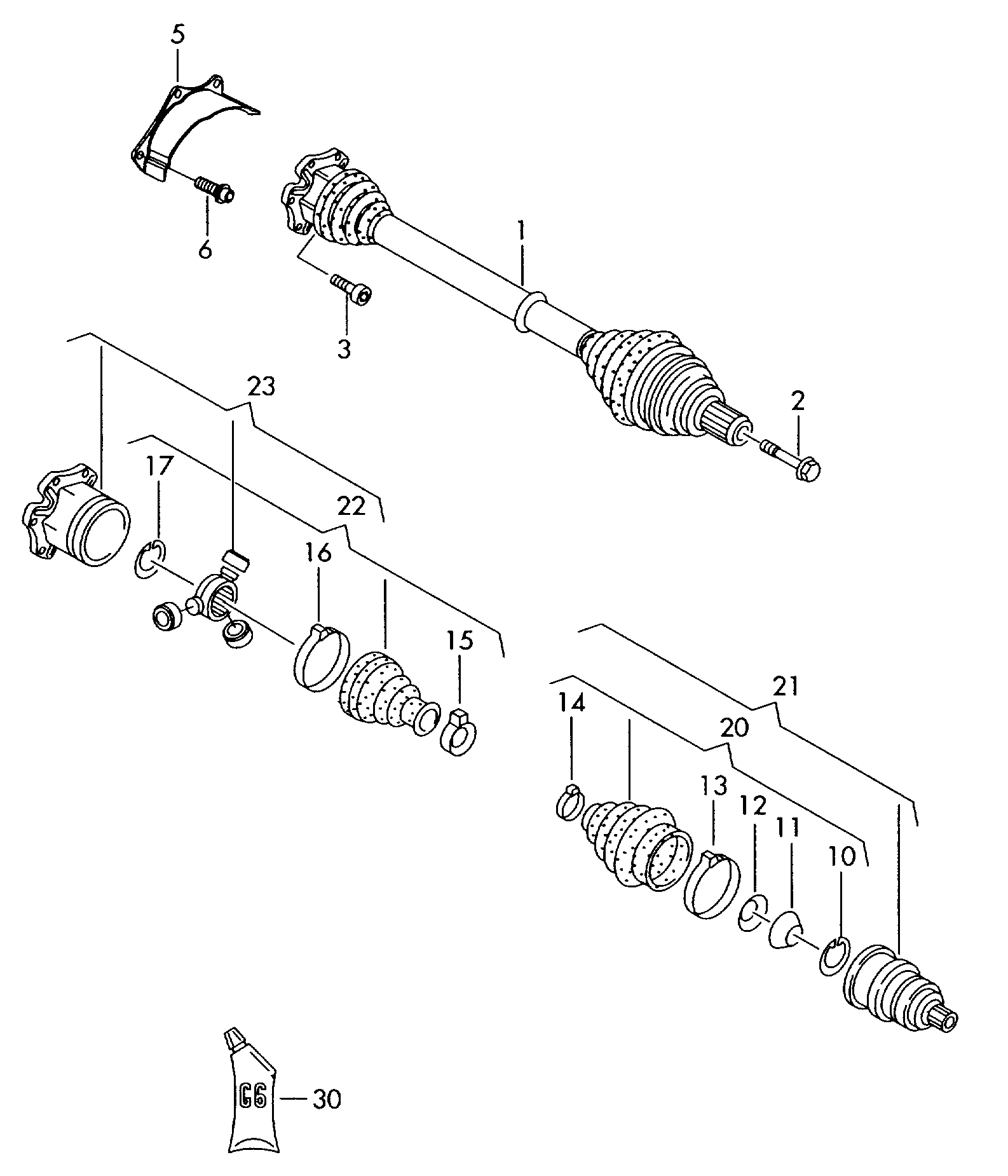 Gelenkwelle; 6-Gang-Doppelkupplungsgetriebe; F    ... - Audi A3/S3/Sportb./Lim./qu(A3)  