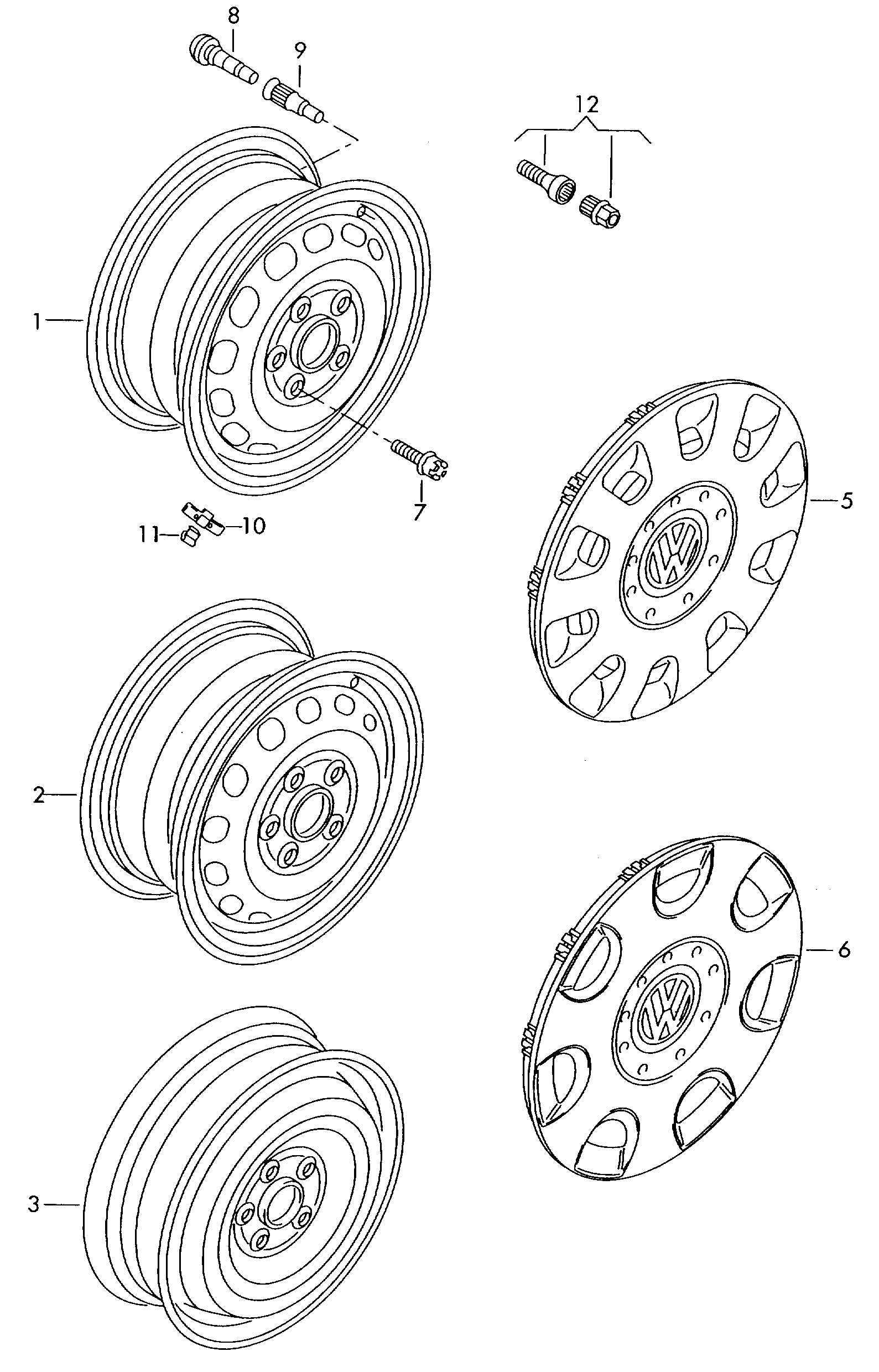 steel rim; (for spare wheel only) - Golf/Variant/4Motion(GOLF)  
