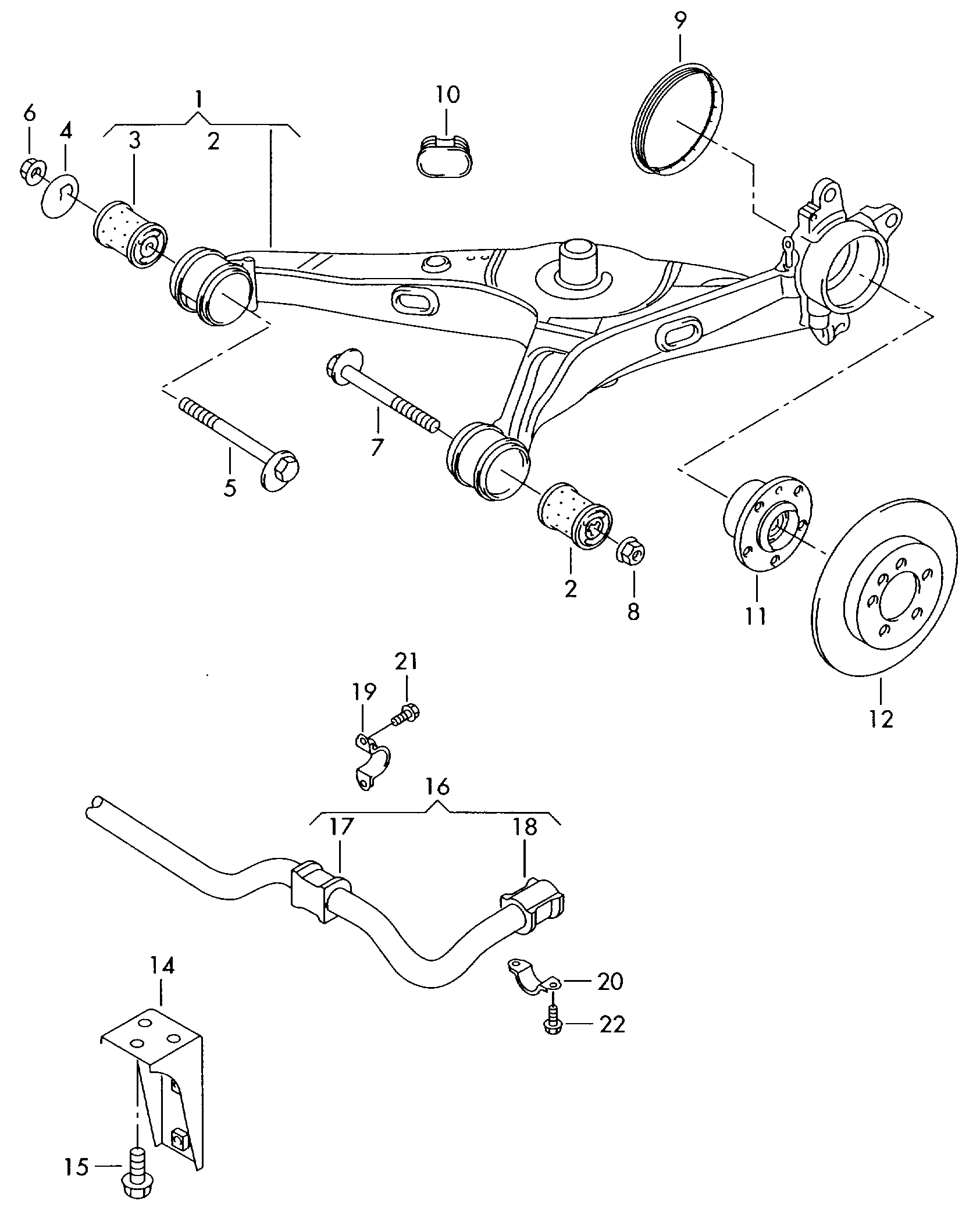 axle guide; anti-roll bar - Transporter(TR)  