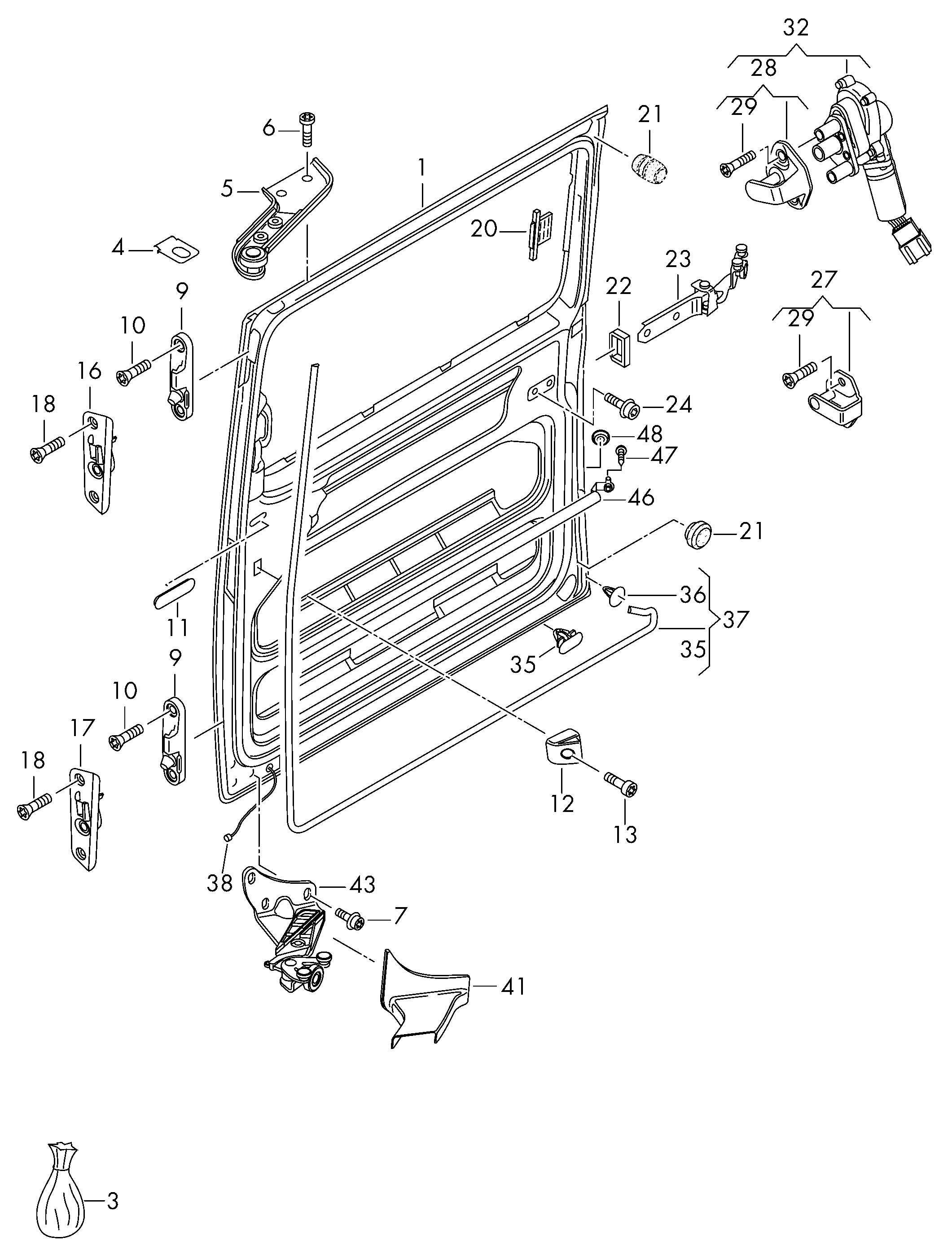 rollengeleiding voor
schuifdeur - Transporter(TR)  