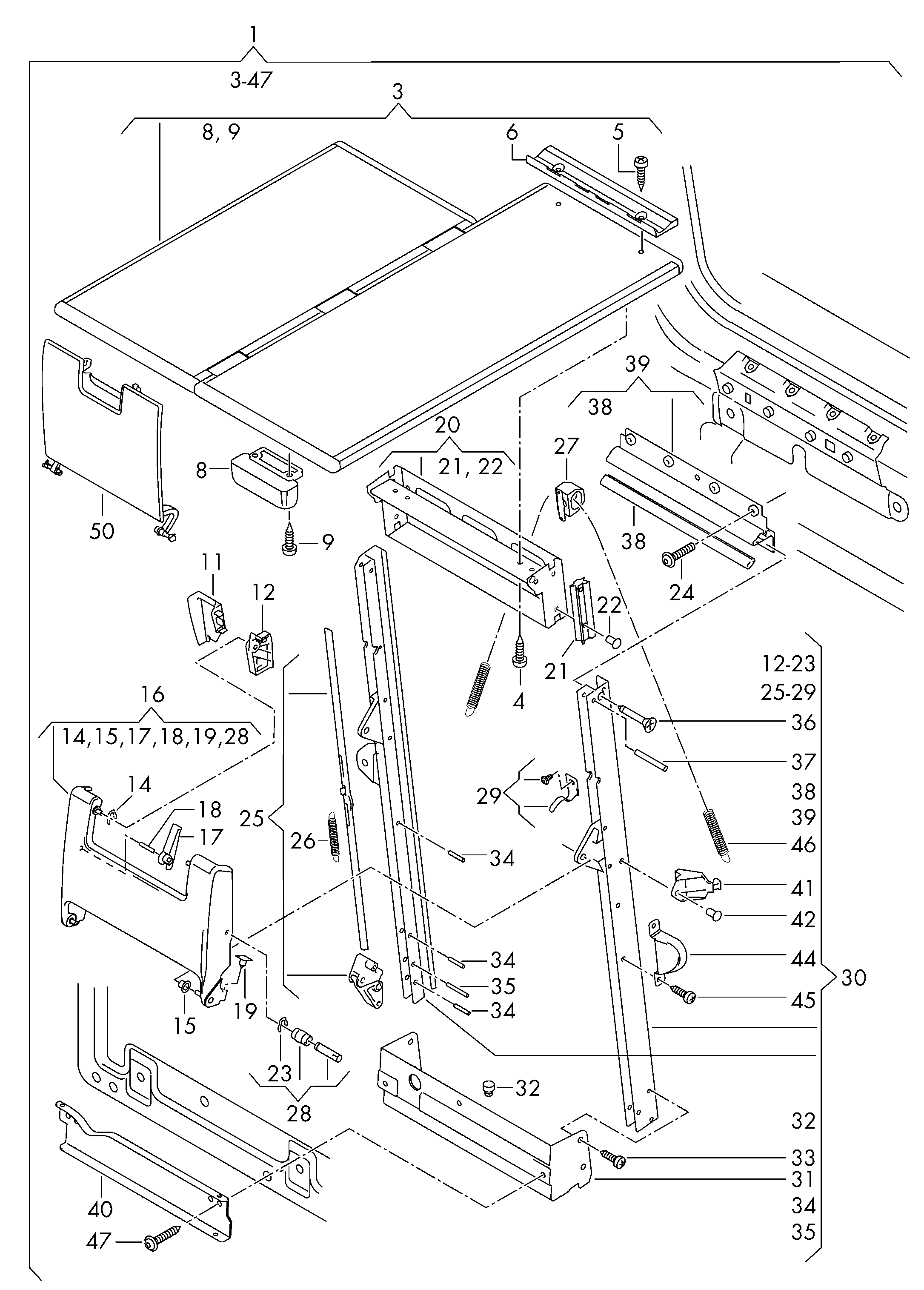table rabattable; revetement panneau lateral - Transporter(TR)  