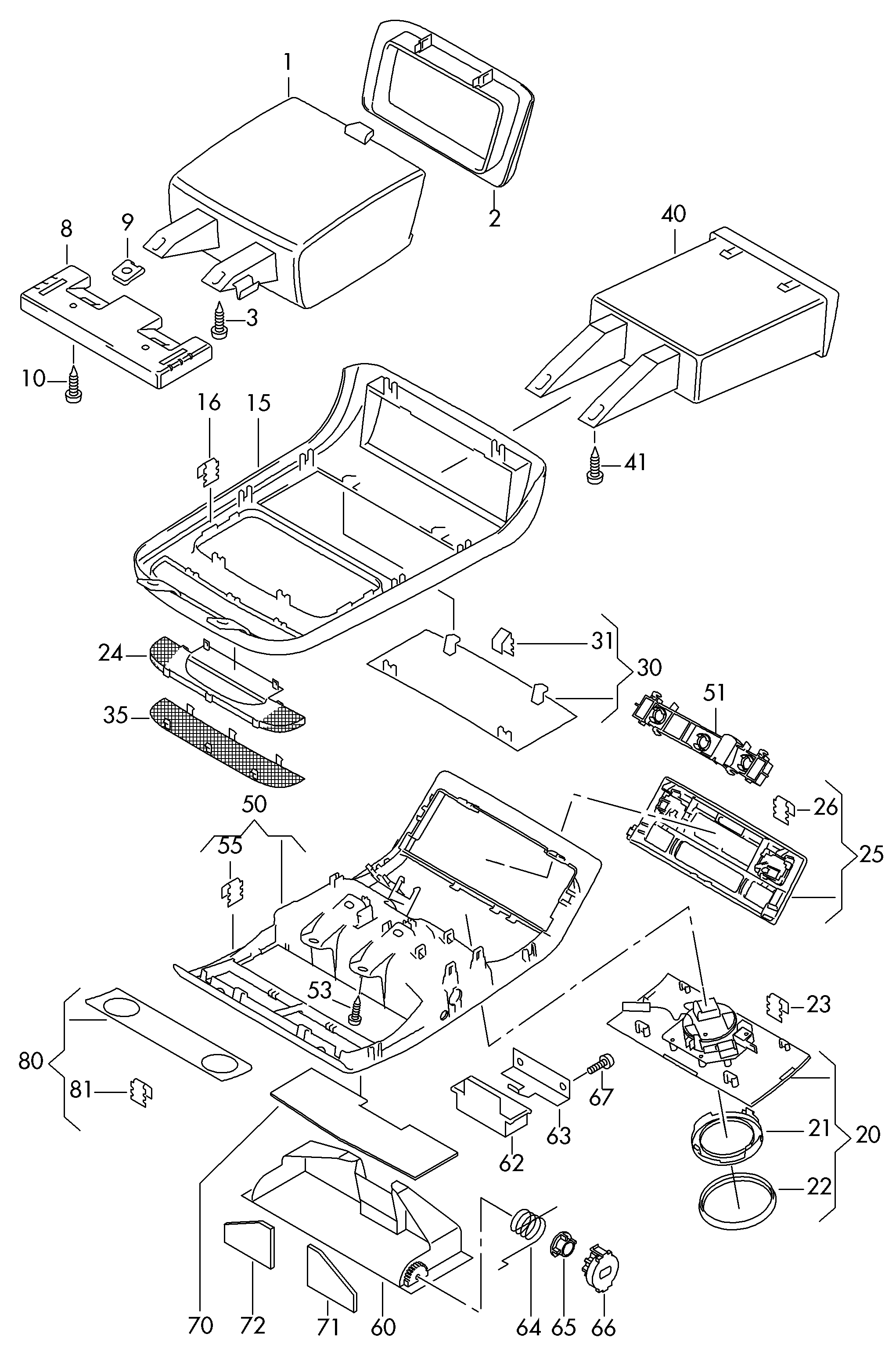 console de toit avec casier - Transporter(TR)  