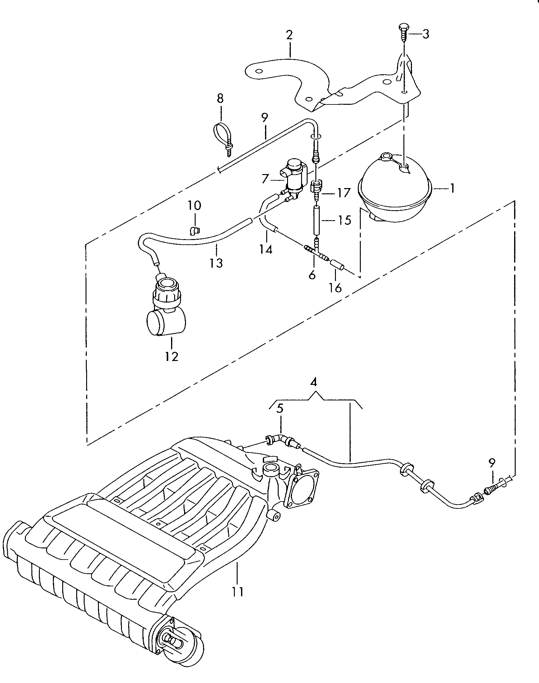 vacuum system; for rear muffler - Audi A3/S3/Sportb./Lim./qu(A3)  