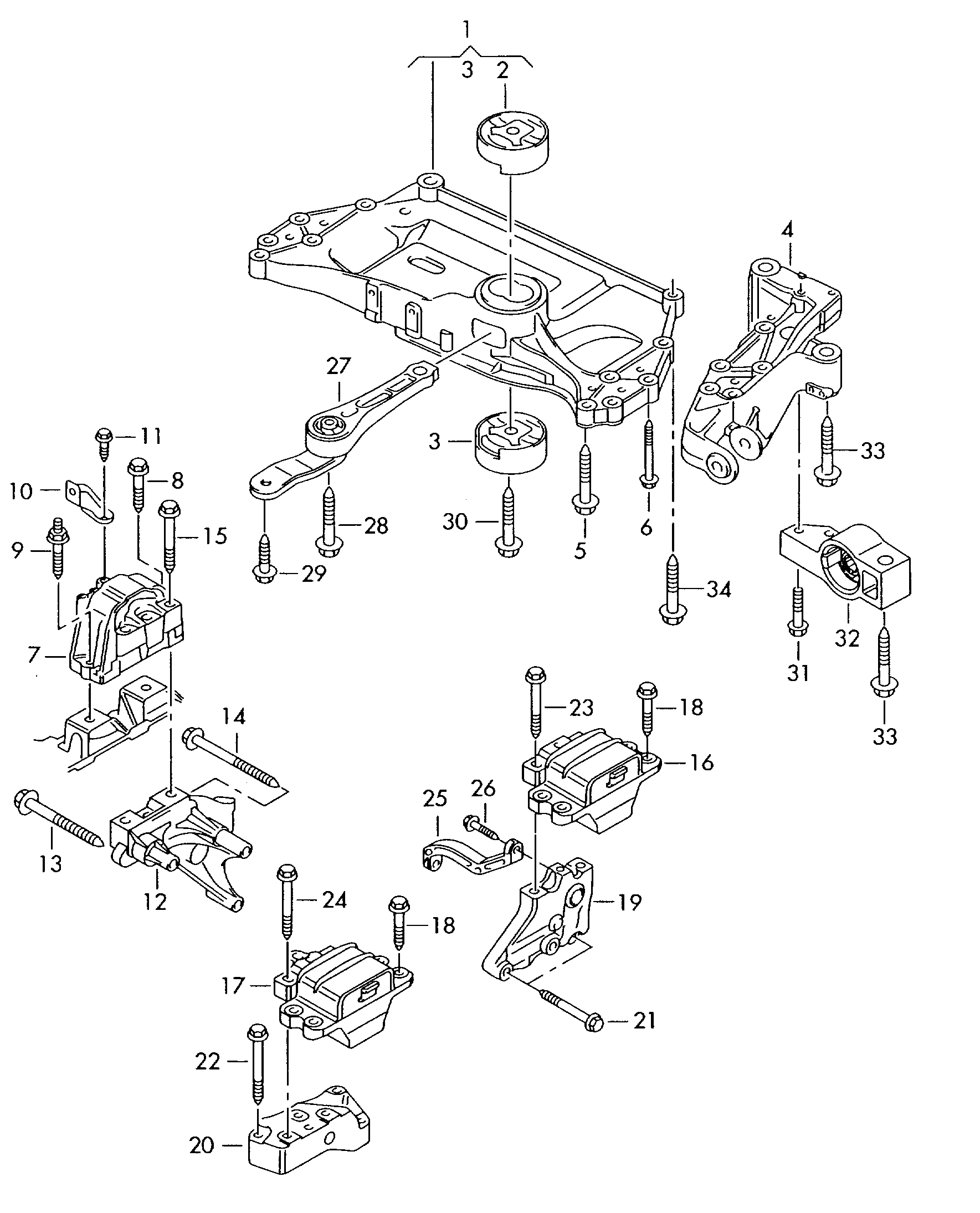 pieces de fixation p. moteur
et bv; p. bv automat... - Audi A3/S3/Sportb./Lim./qu(A3)  