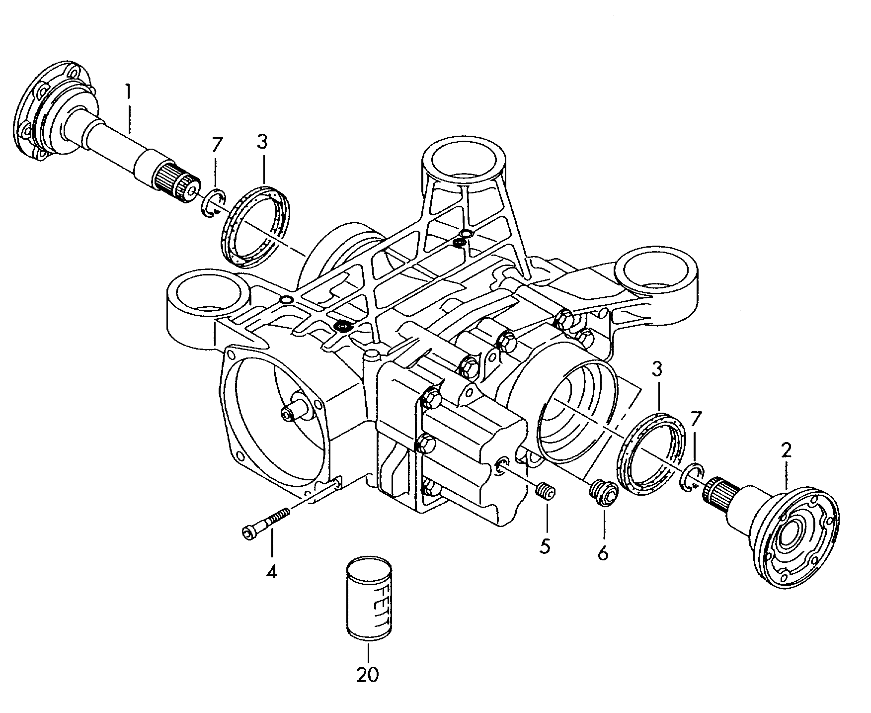 Ausgleichsgetriebe; Flanschwelle - Audi A3/S3/Sportb./Lim./qu(A3)  
