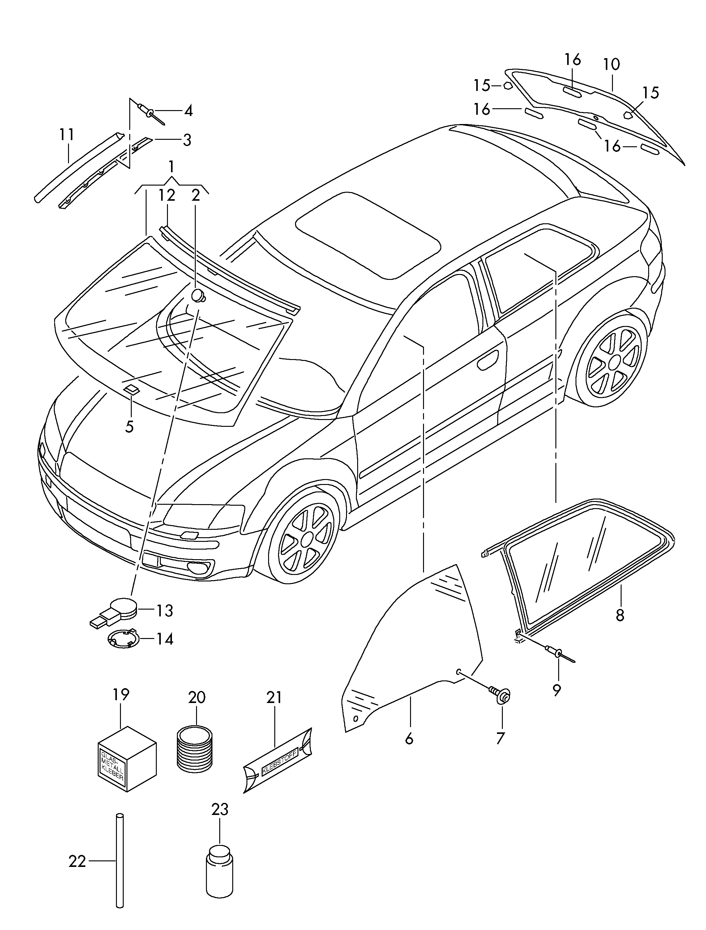 cristallo laterale; F 8P-7-113 501>>;  - Audi A3/S3/Sportb./Lim./qu(A3)  