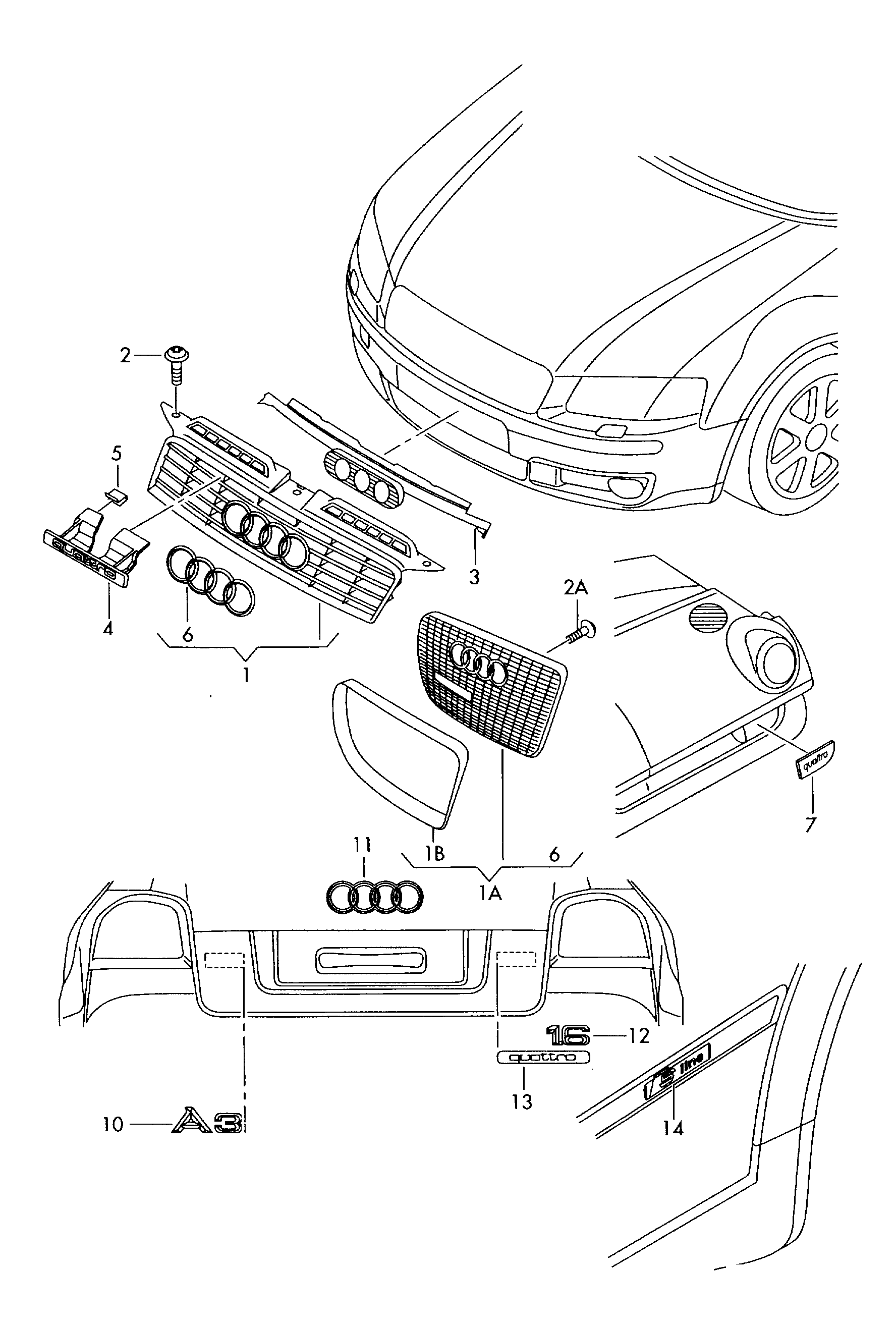 emblemen - Audi A3/S3/Sportb./Lim./qu(A3)  