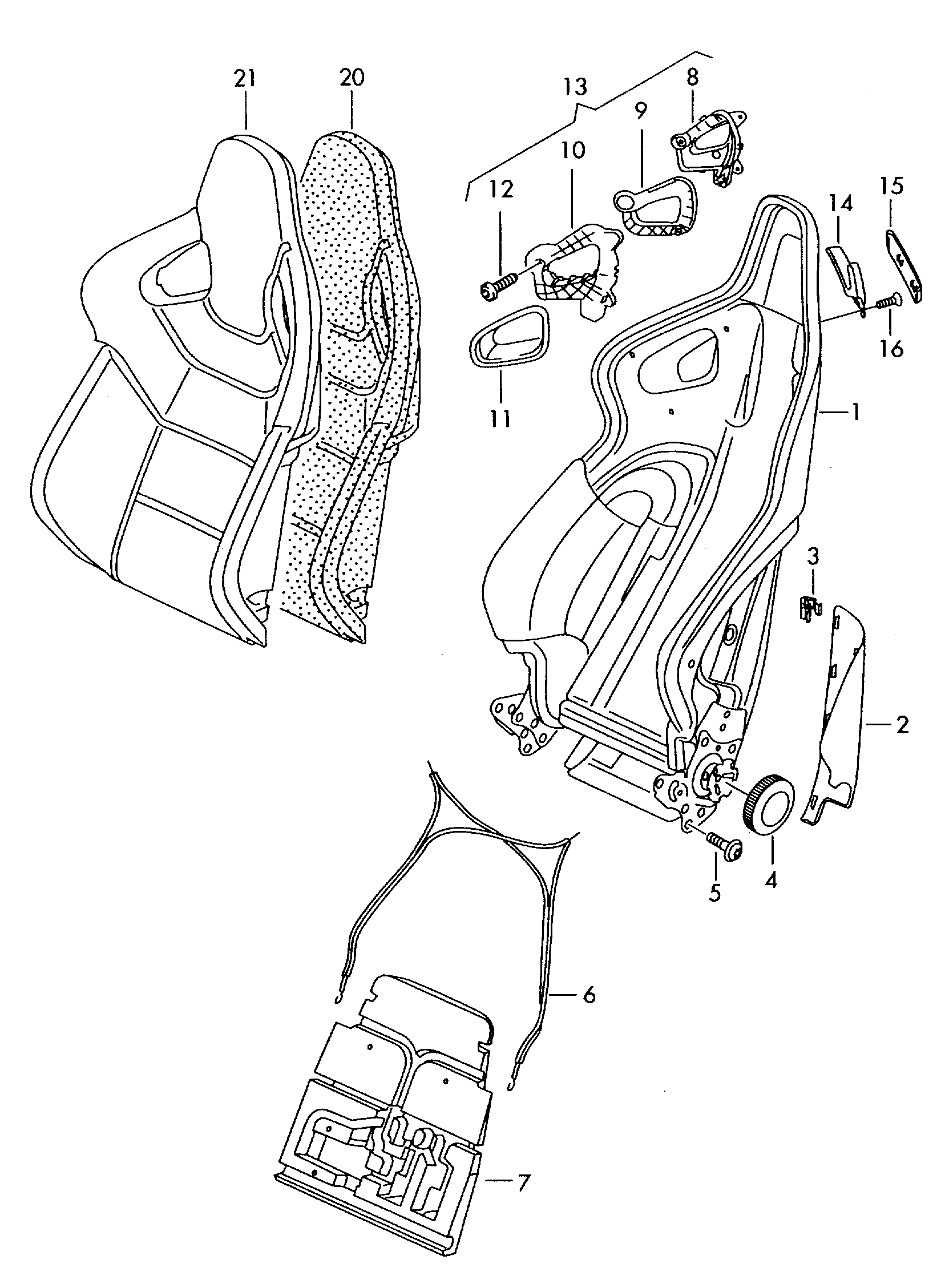 schienale; sedileavvolgente - Audi A3/S3/Sportb./Lim./qu(A3)  
