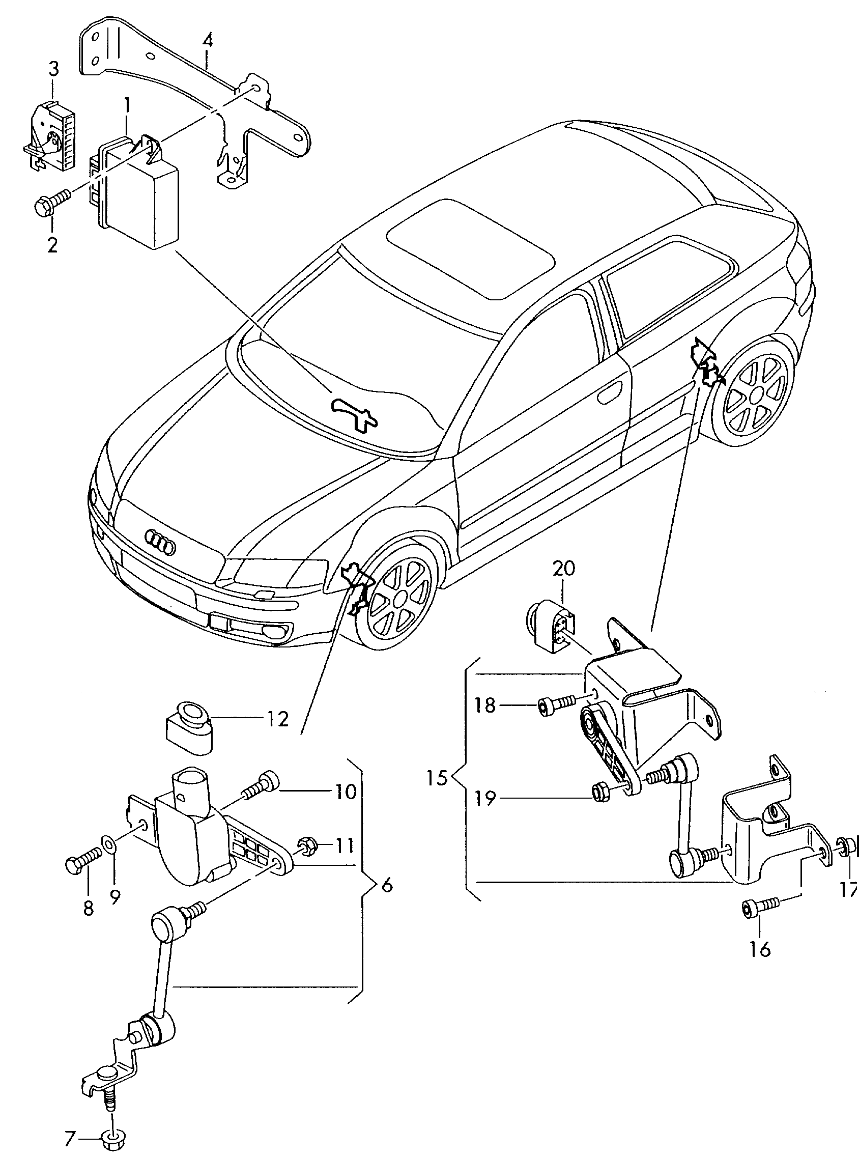 Sensor fuer Leuchtweiten-
regelung - Audi A3/S3/Sportb./Lim./qu(A3)  