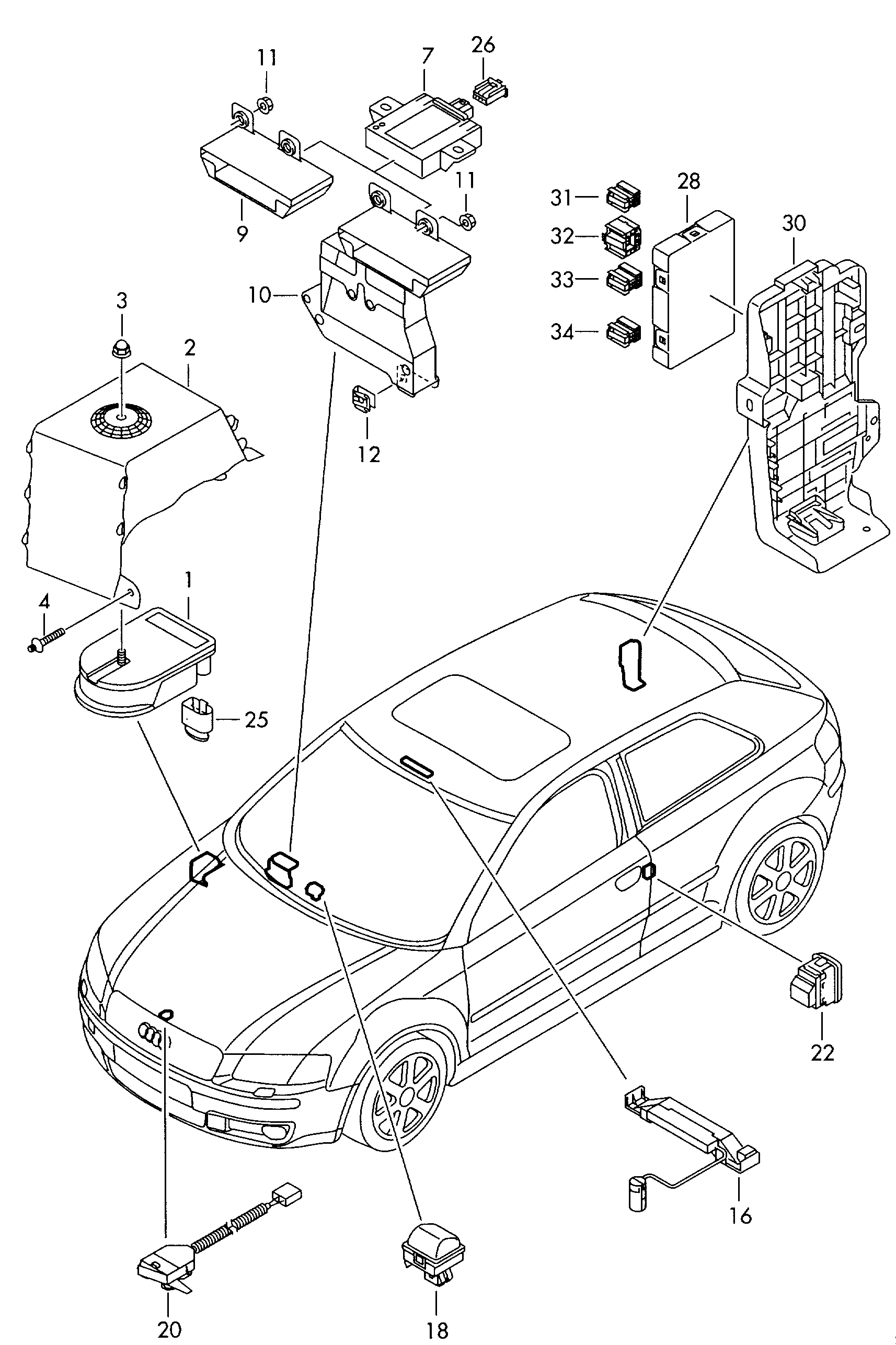セントラルコントロールユニット
コンビニエンスシステム用 - Audi A3/S3/Sportb/qu.(A3)  
