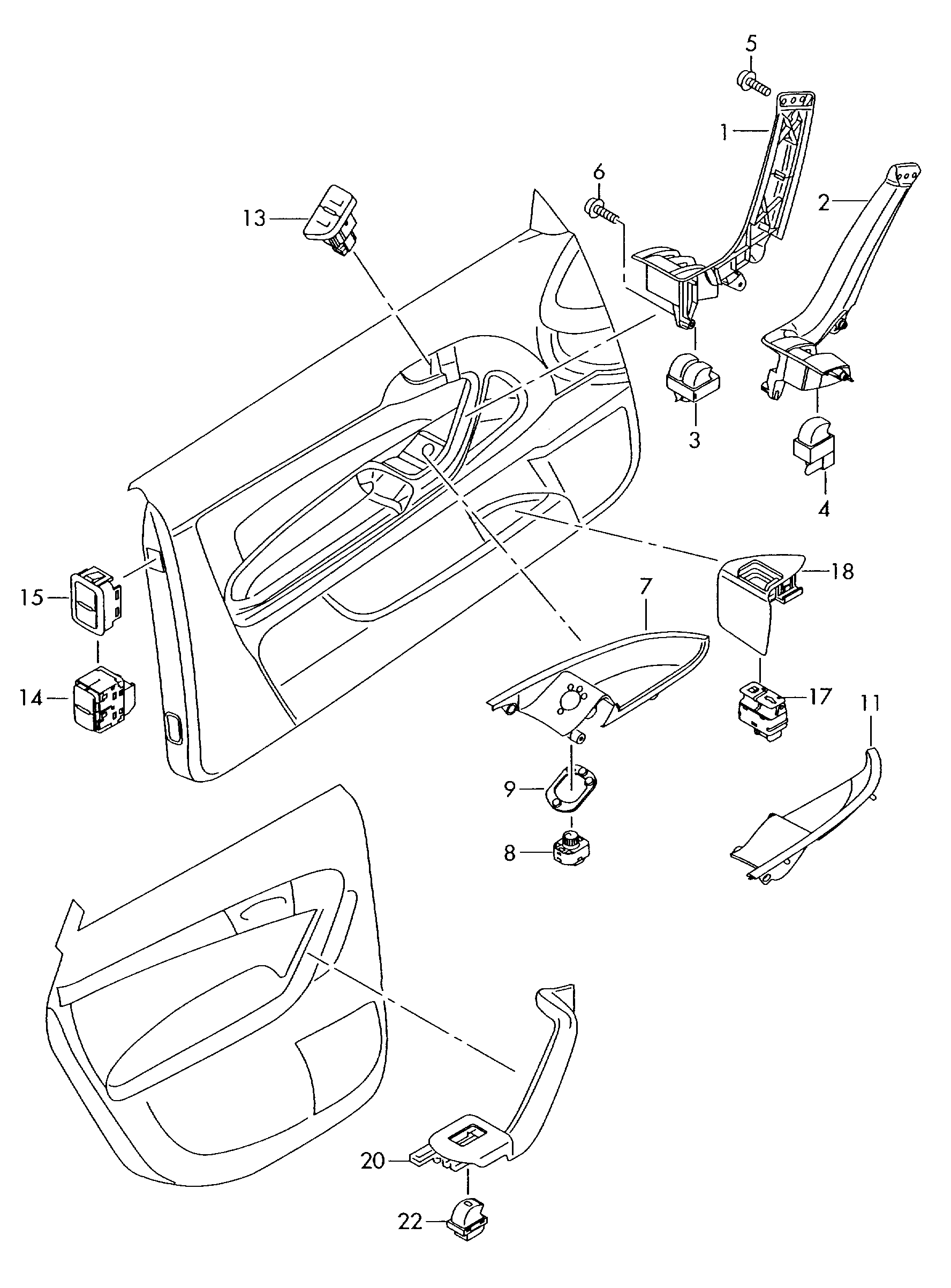Schalter in Tuerverkleidung; Schalteraufnahme - Audi A3/S3/Sportb./Lim./qu(A3)  