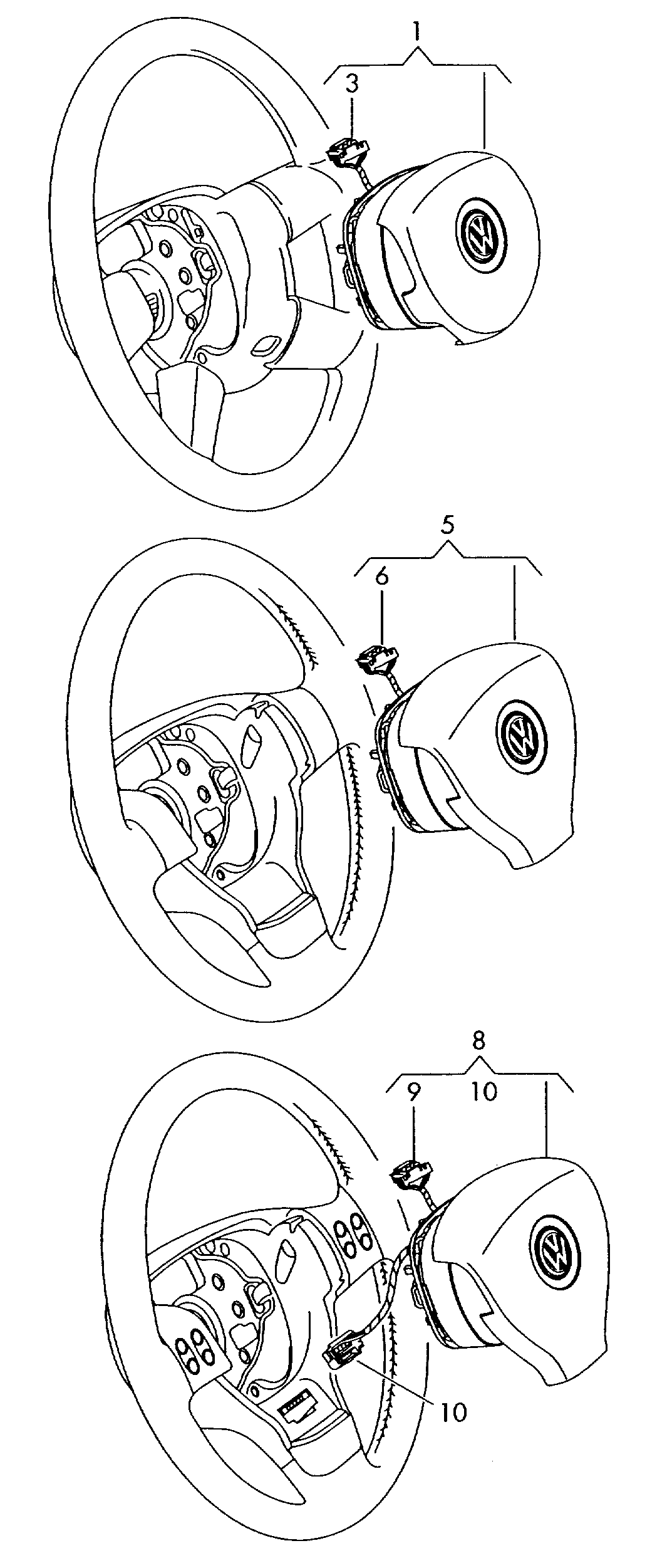 airbag unit; (drivers side) - Golf/Variant/4Motion(GOLF)  