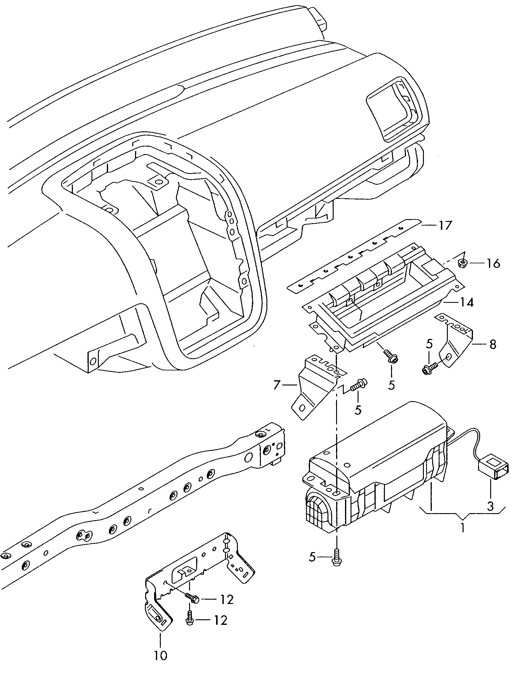 airbag unit; (passenger side) - Golf/Variant/4Motion(GOLF)  