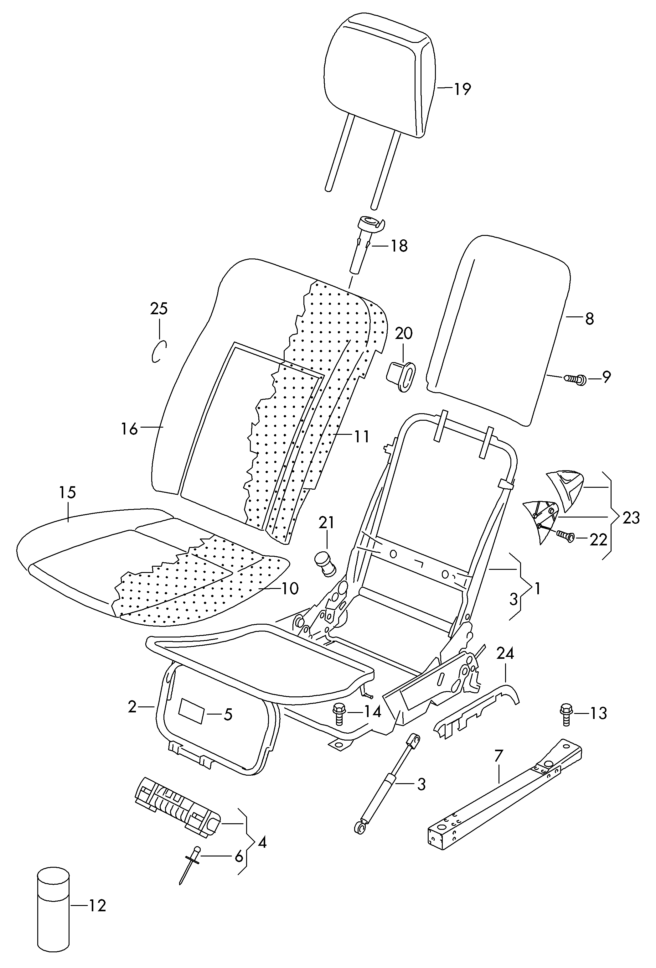 folding seat with backrest
and headrest - Caddy(CA)  