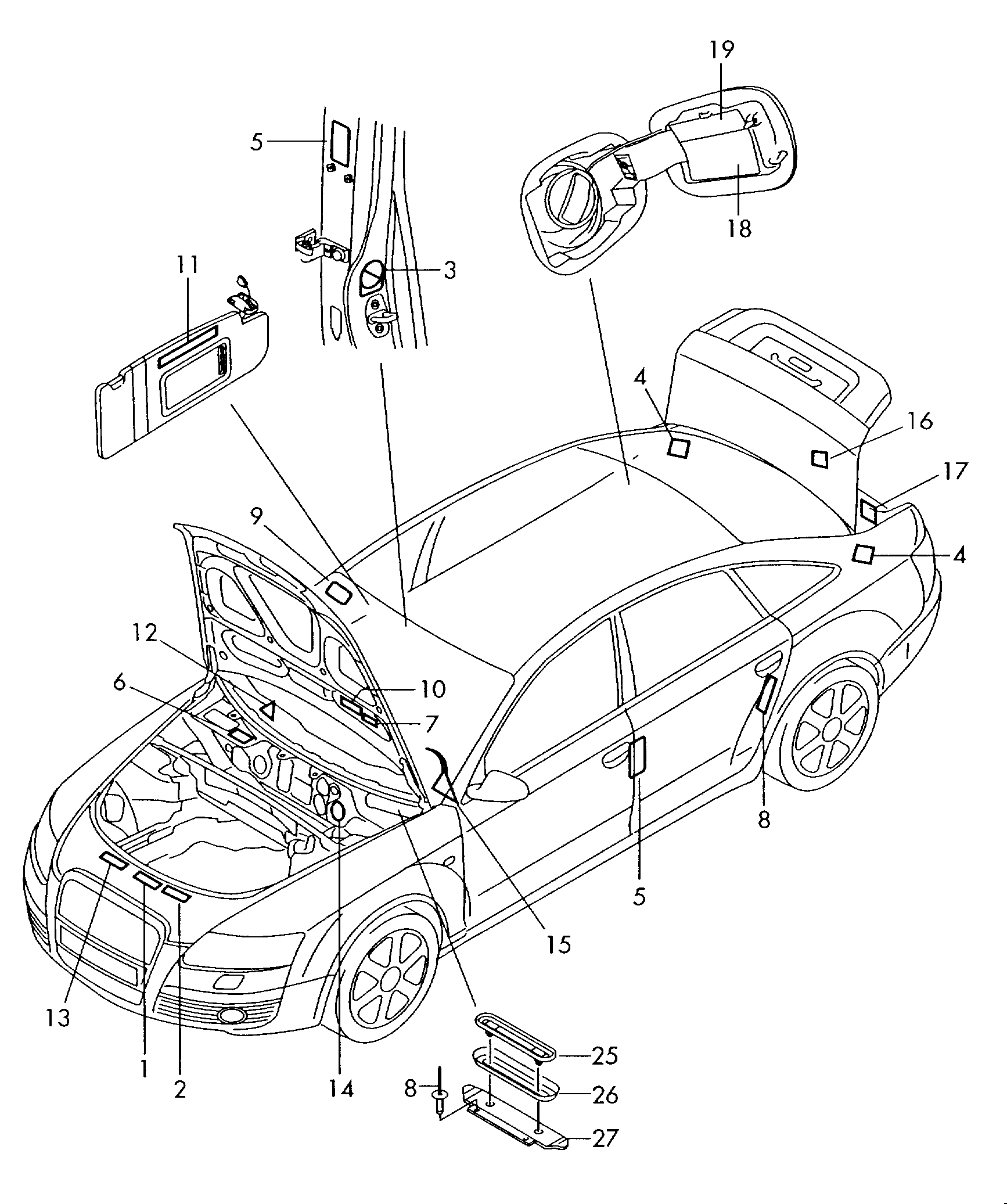 标志牌，用于
带挂车行驶 - Audi A6/S6/Avant quattro(A6Q)  