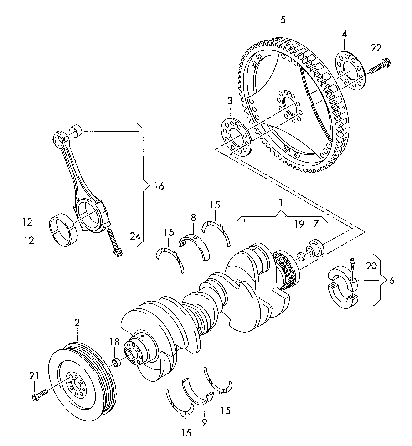 crankshaft; conrod; bearings - Audi A6/Avant(A6)  