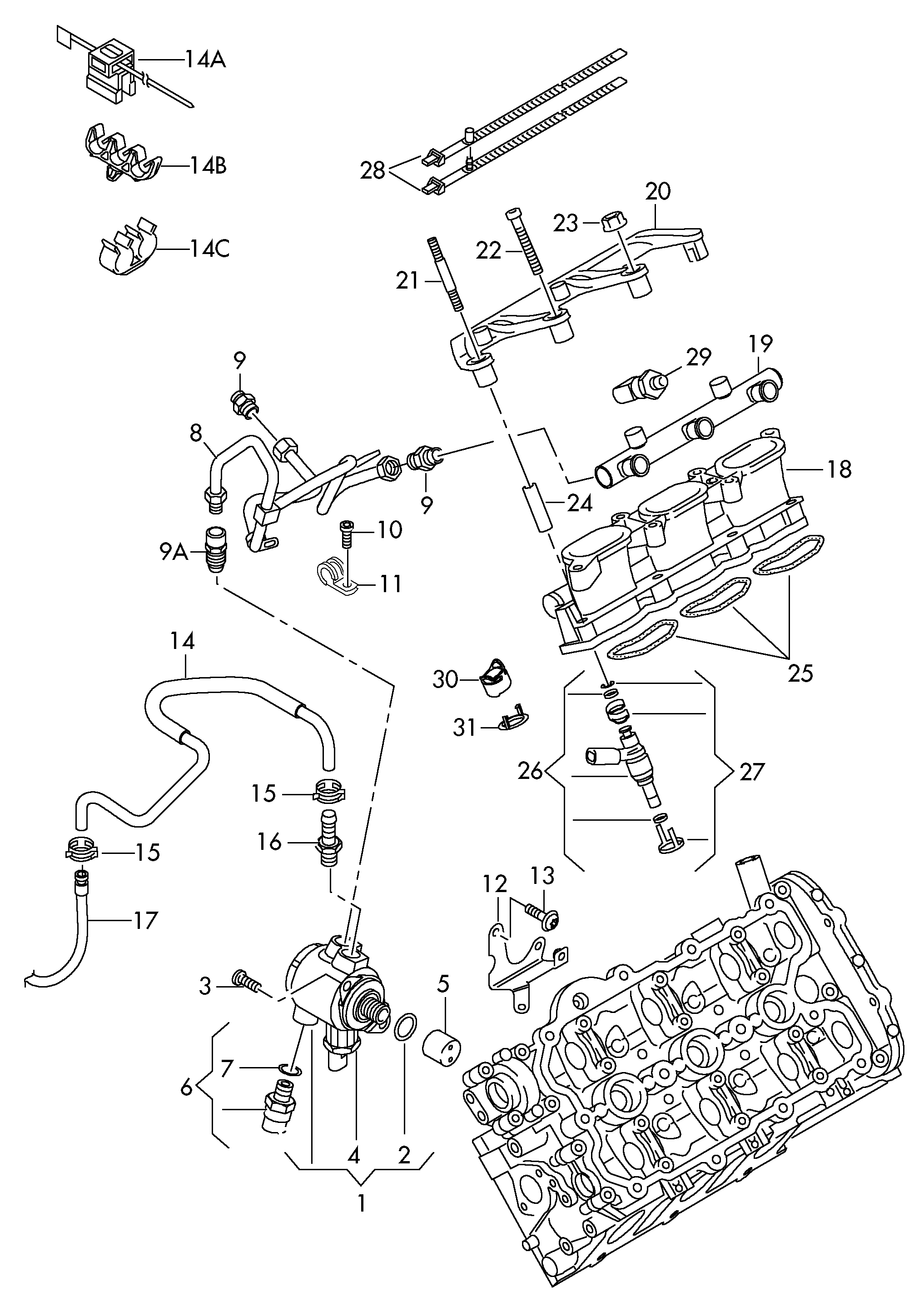 fuel rail; fuel pump; injection valve - Audi A6/Avant(A6)  