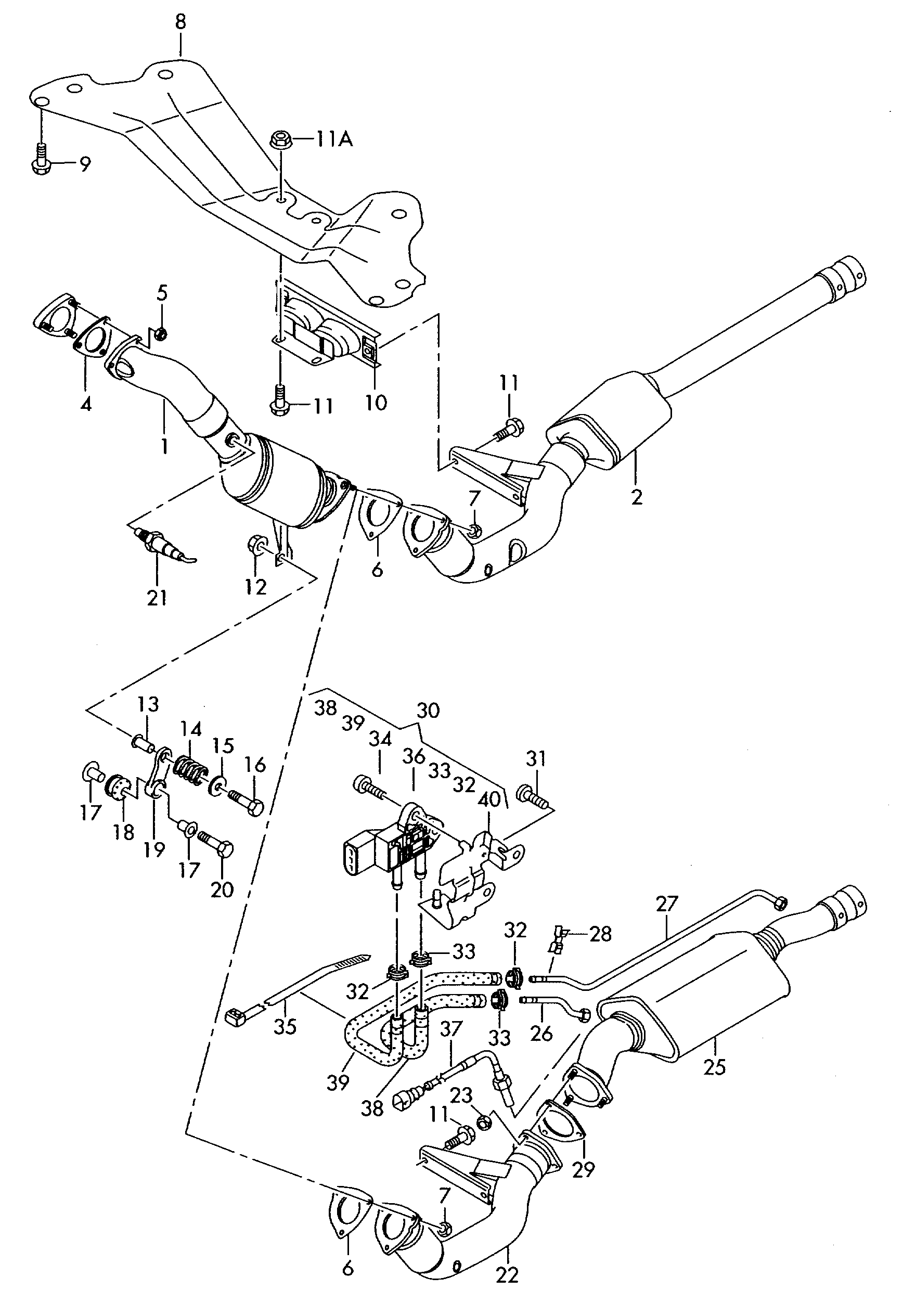 Abgasrohr; Dieselpartikel-
filter - Audi A6/S6/Avant quattro(A6Q)  