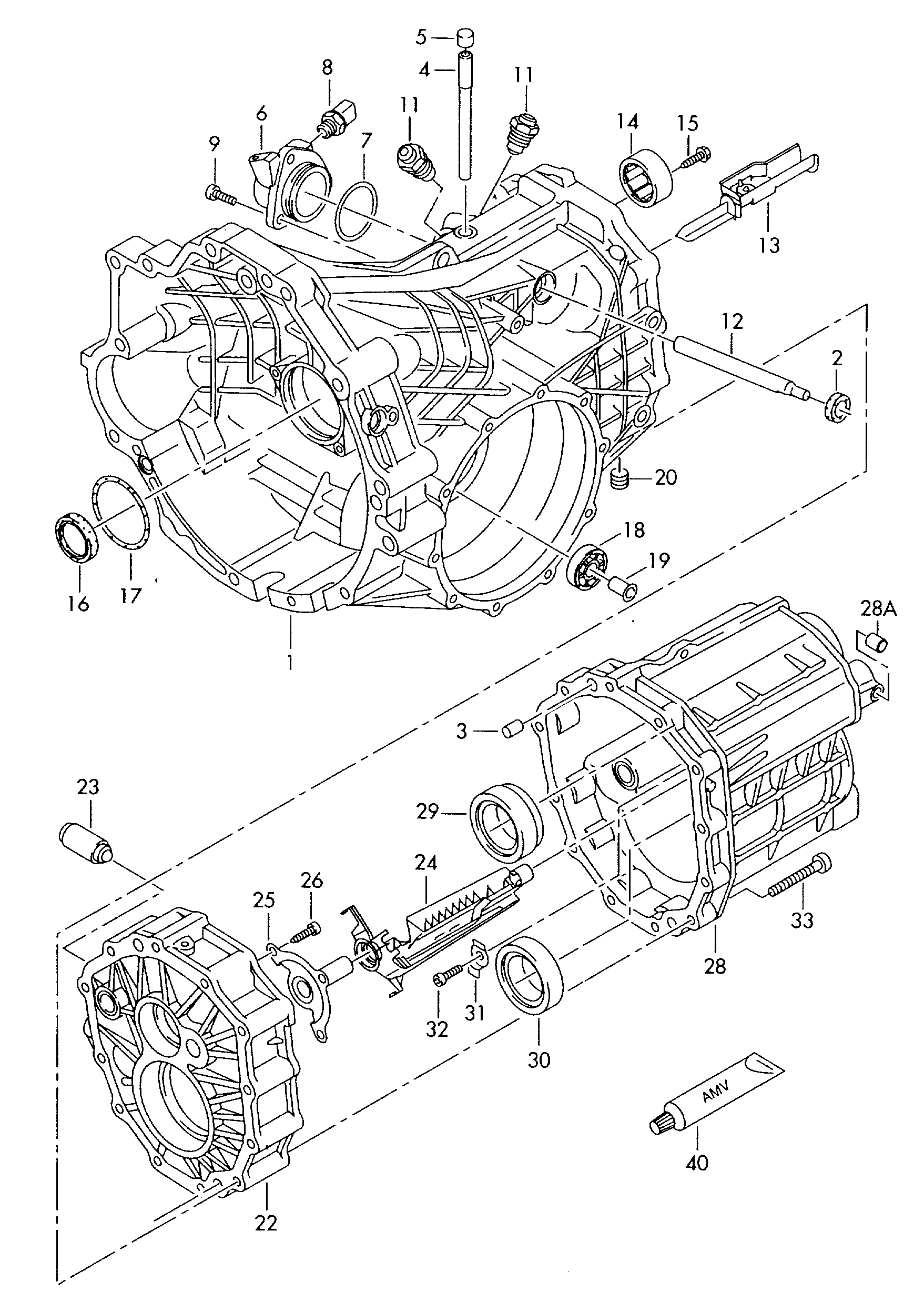 变速箱壳体; 6档手动变速箱 - Audi A6/Avant(A6)  
