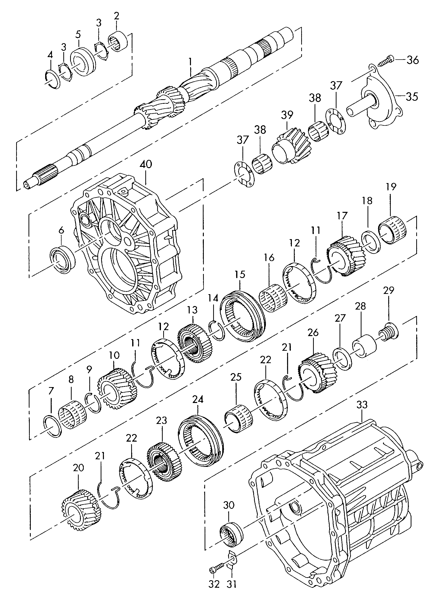 インプットシャフト; ギヤ＆シャフト; 6速マニュアルGEARBOX用 - Audi A6/Avant(A6)  