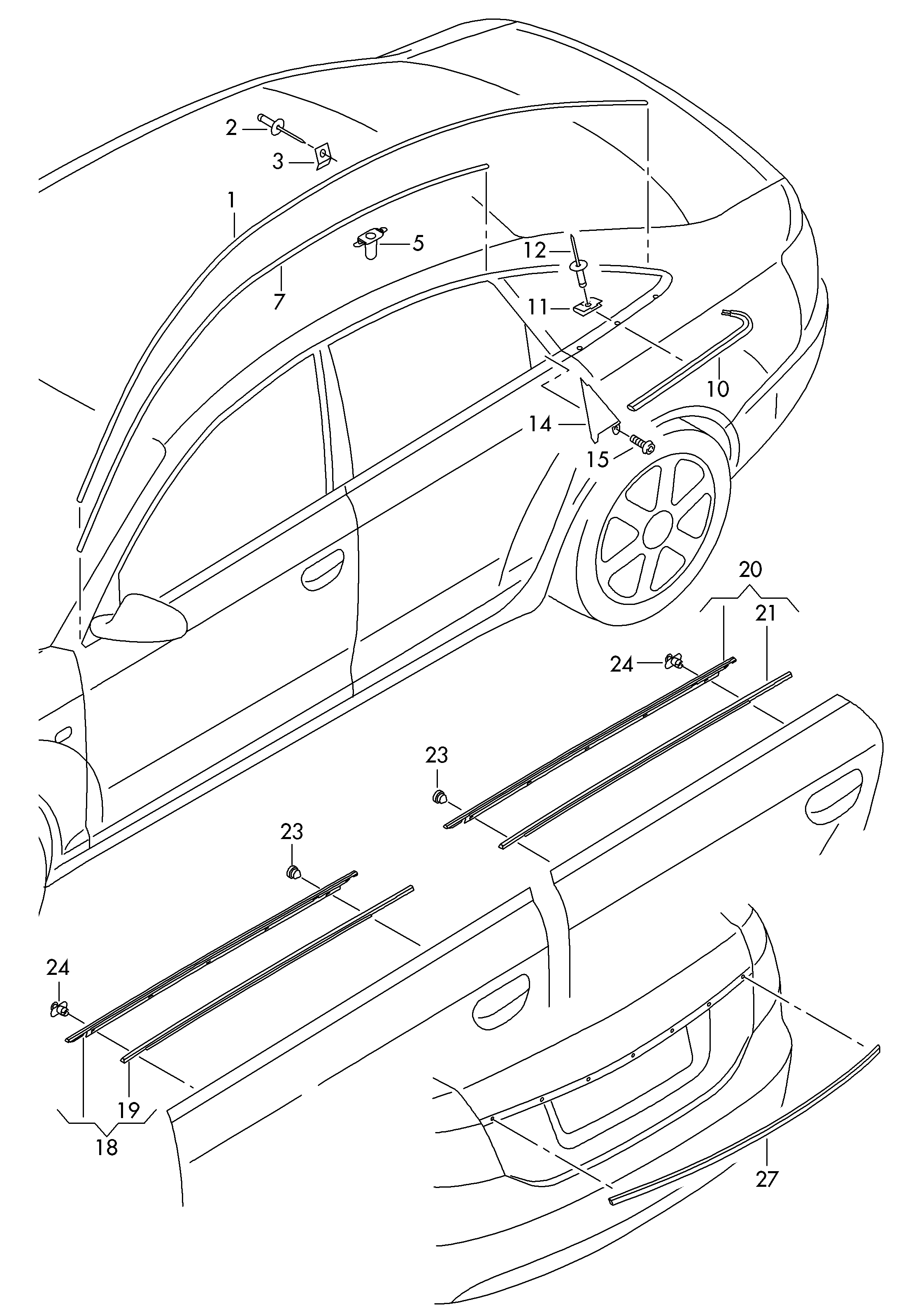 Zierleiste fuer Fensterschacht - Audi A6/S6/Avant quattro(A6Q)  