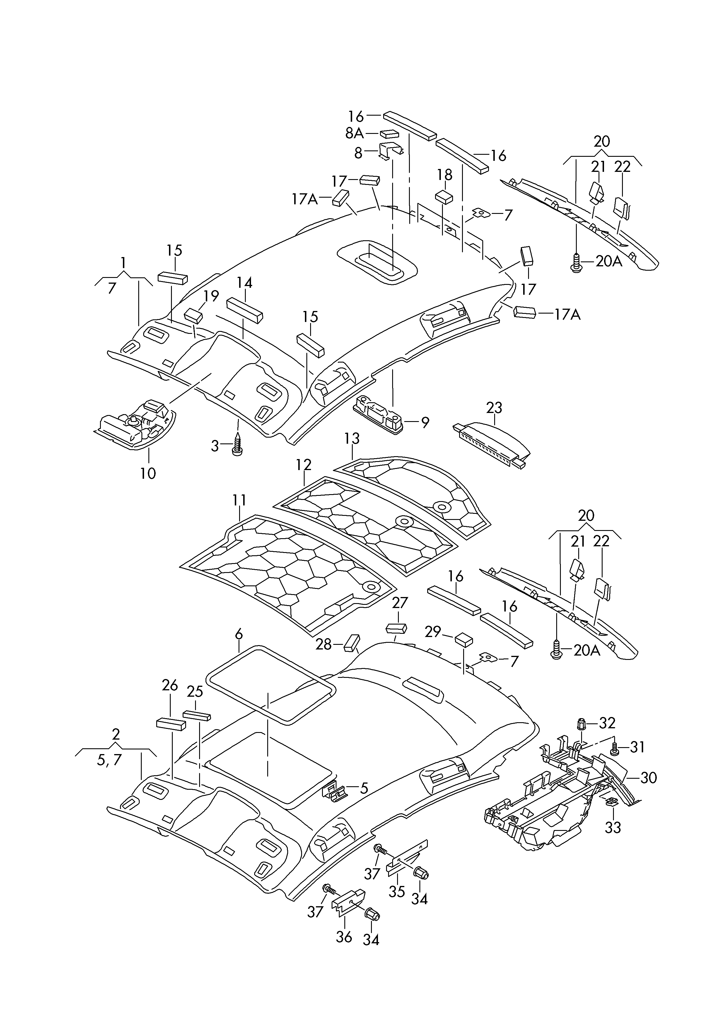 Dachverkleidung; Dachverstaerkung - Audi A6/S6/Avant quattro(A6Q)  