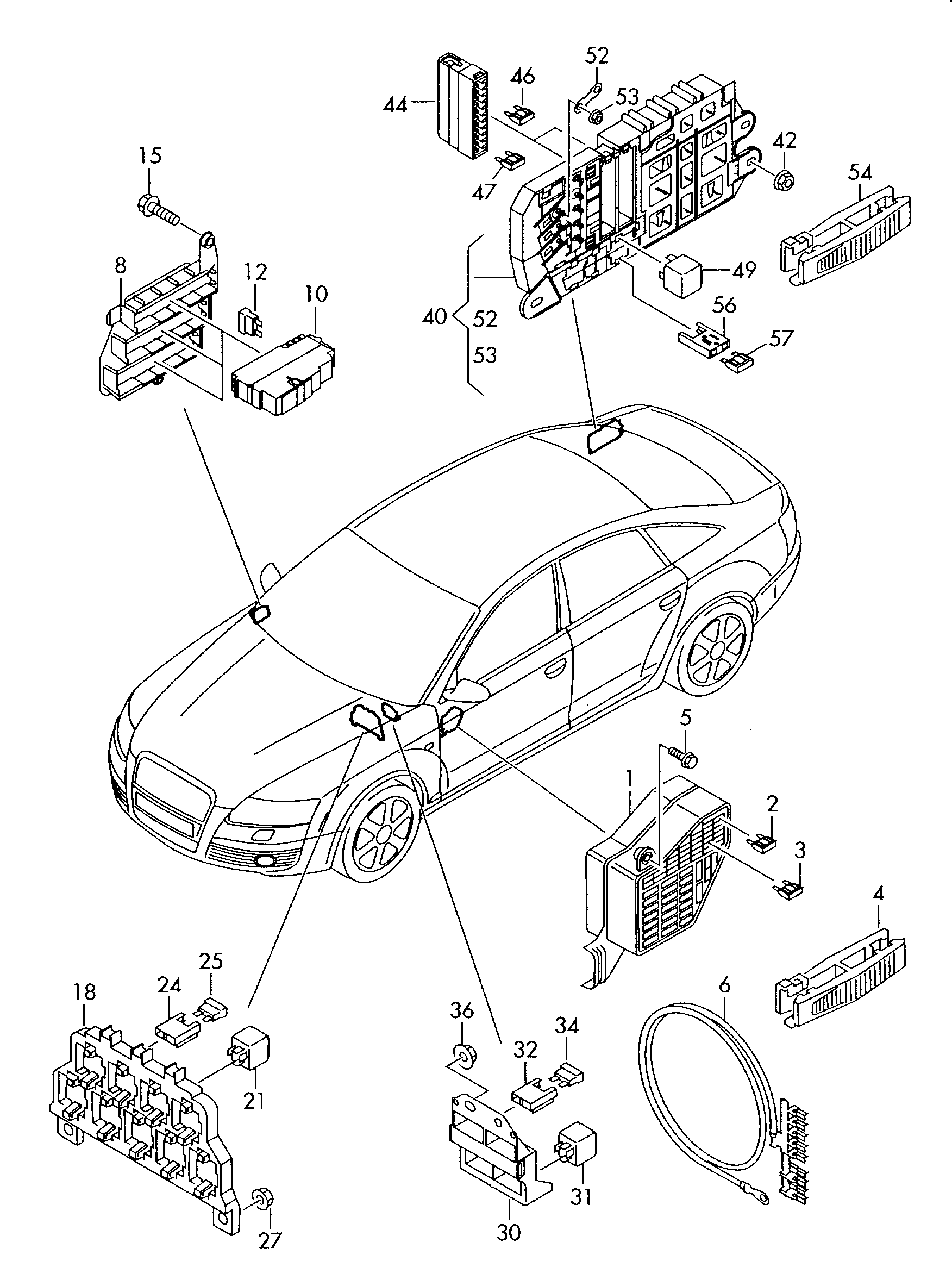 hoofdzekeringendoos; relaisplaat en relais - Audi A6/Avant(A6)  