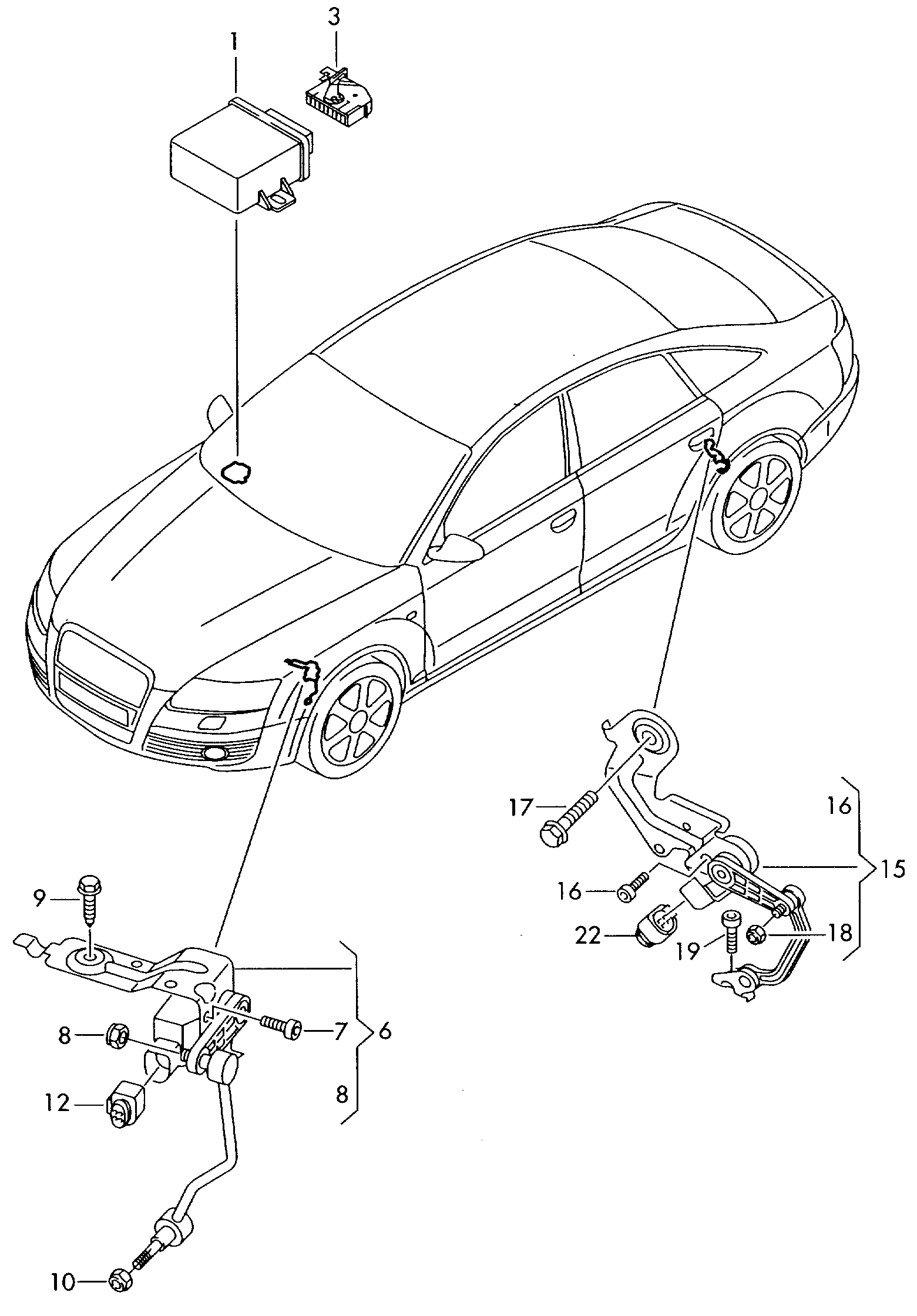Sensor fuer Leuchtweiten-
regelung - Audi A6/S6/Avant quattro(A6Q)  