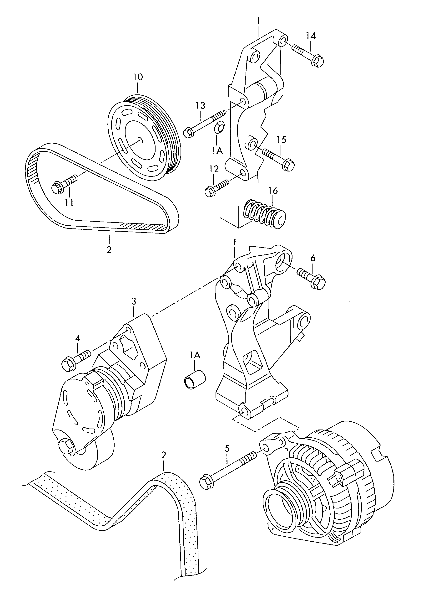 connecting and mounting parts
for alternator; pol... - Fabia(FAB)  