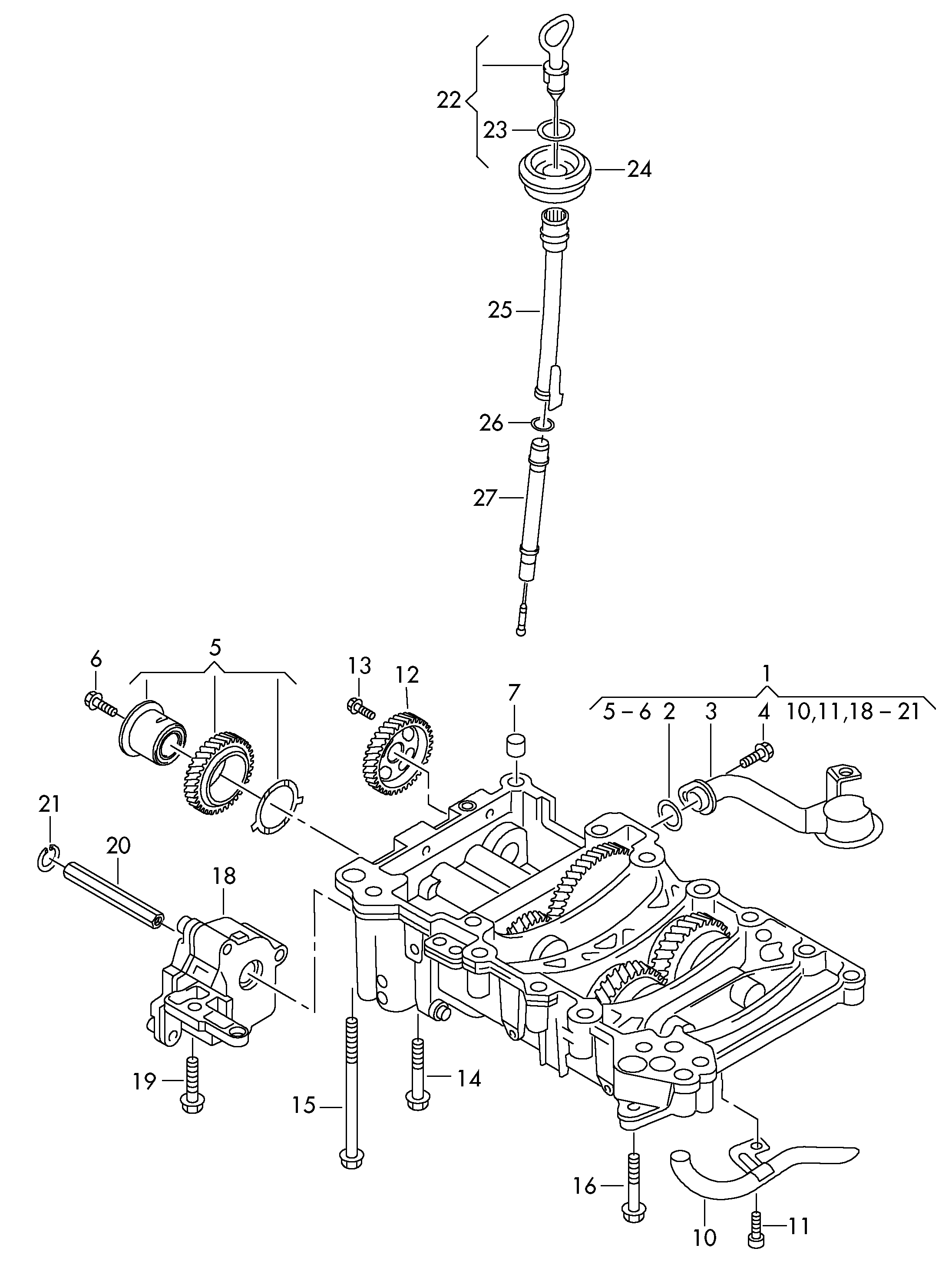 bomba aceite; varilla de medicion de aceite; eje e... - Audi A4/S4/Avant quattro(A4Q)  