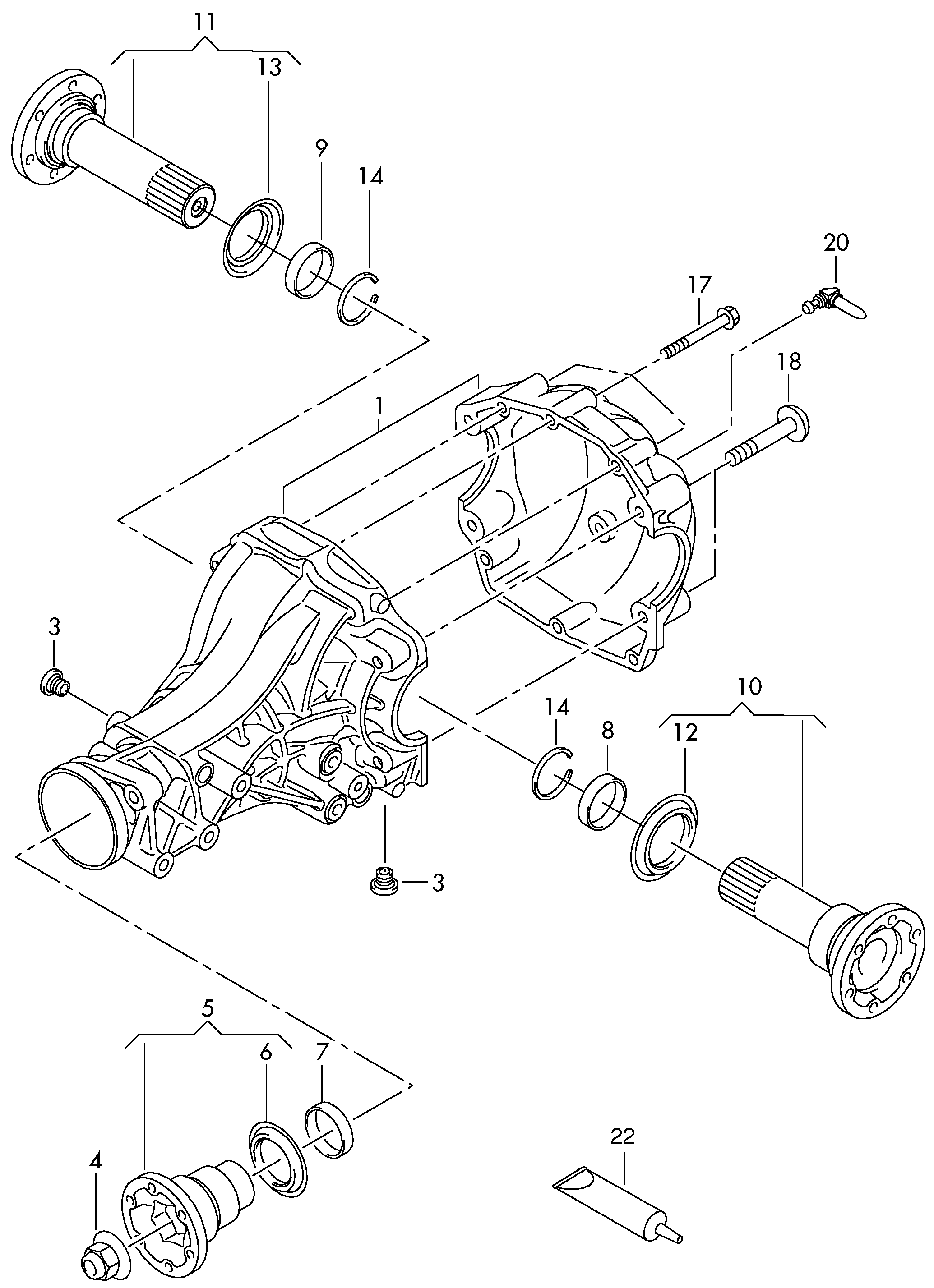 rear axle housing; flanged shaft - Audi A6/Avant(A6)  