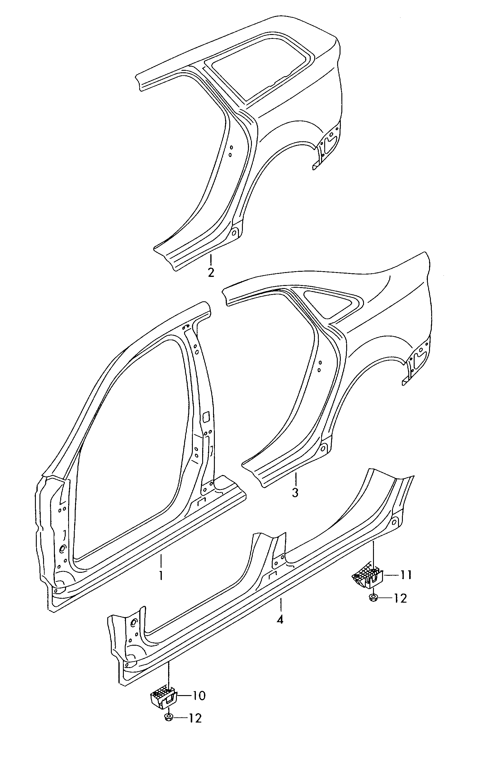 sectional part - side panel
frame - Audi A4/Avant(A4)  
