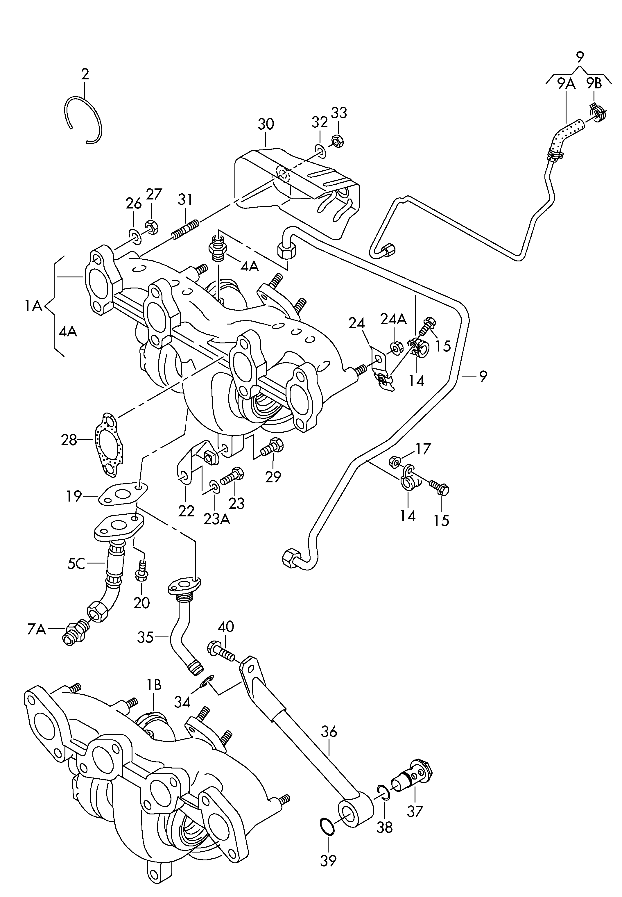 Egzoz turboşarj; Egzoz manifoldu - Passat/4Motion/Santana(PA)  