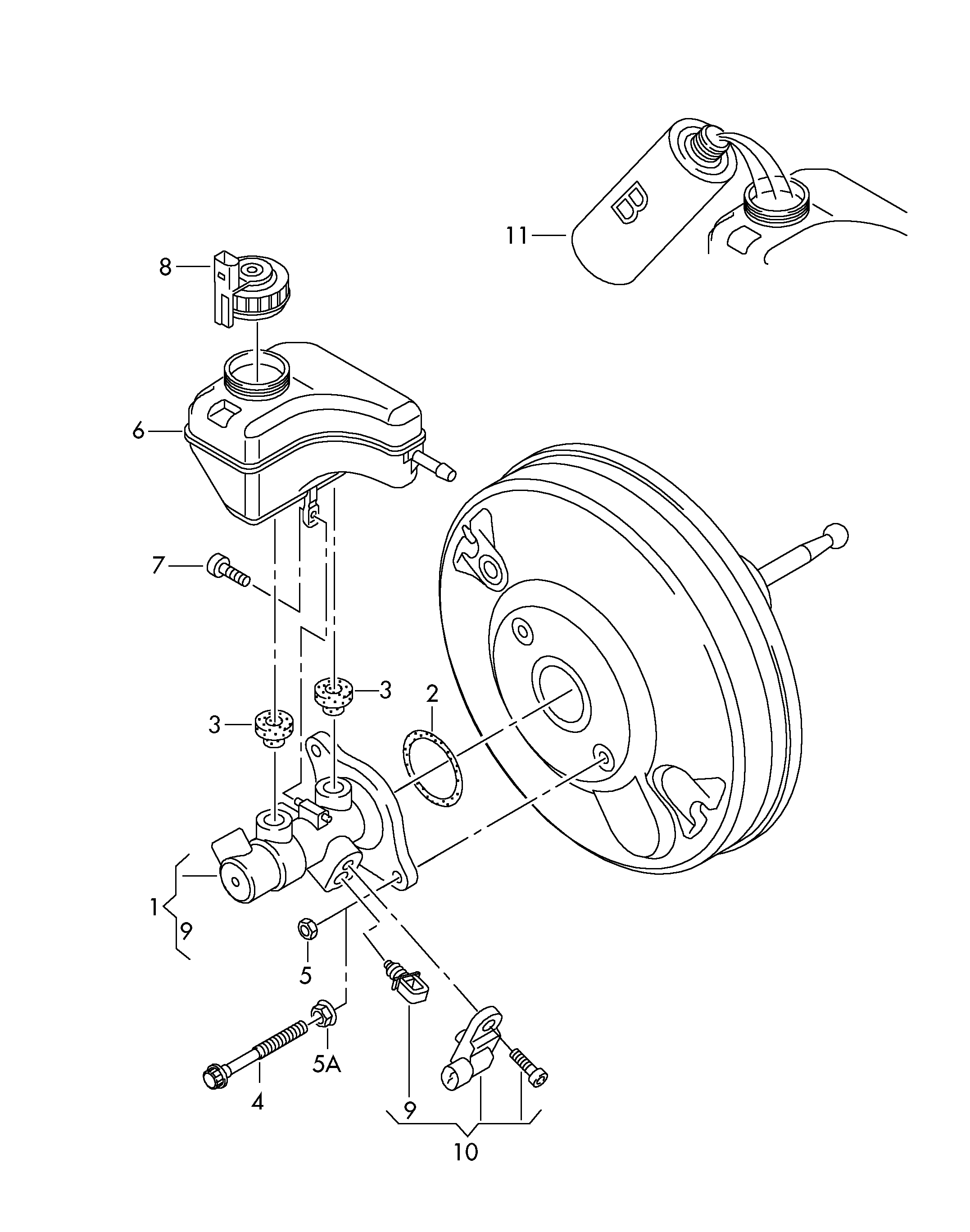 brake master cylinder; reservoir; brake fluid; F 8... - Audi A3/S3/Sportb./Lim./qu(A3)  