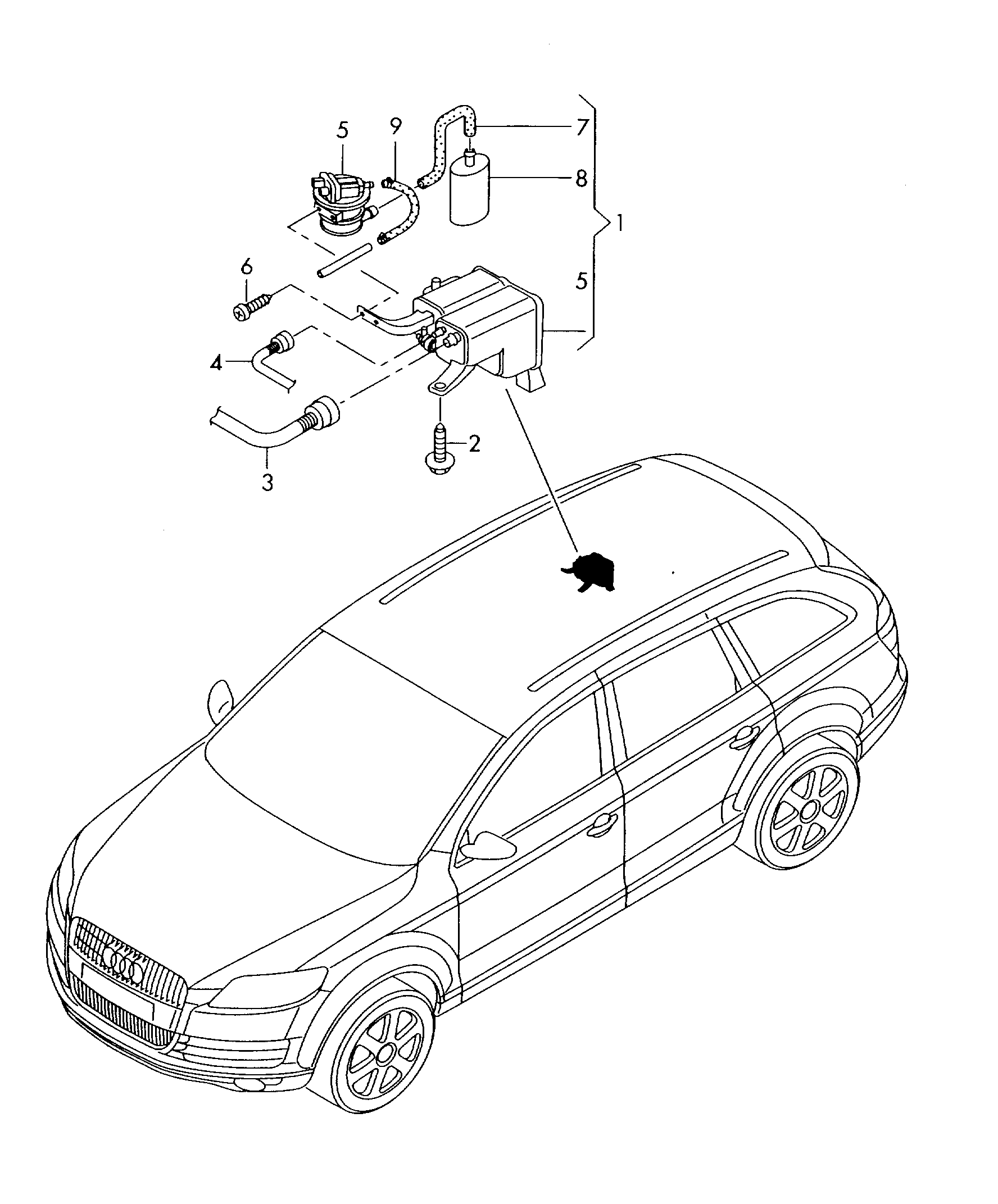 systeme filtre a charbon actif; pompe de diagnosti... - Audi Q7(AQ7)  