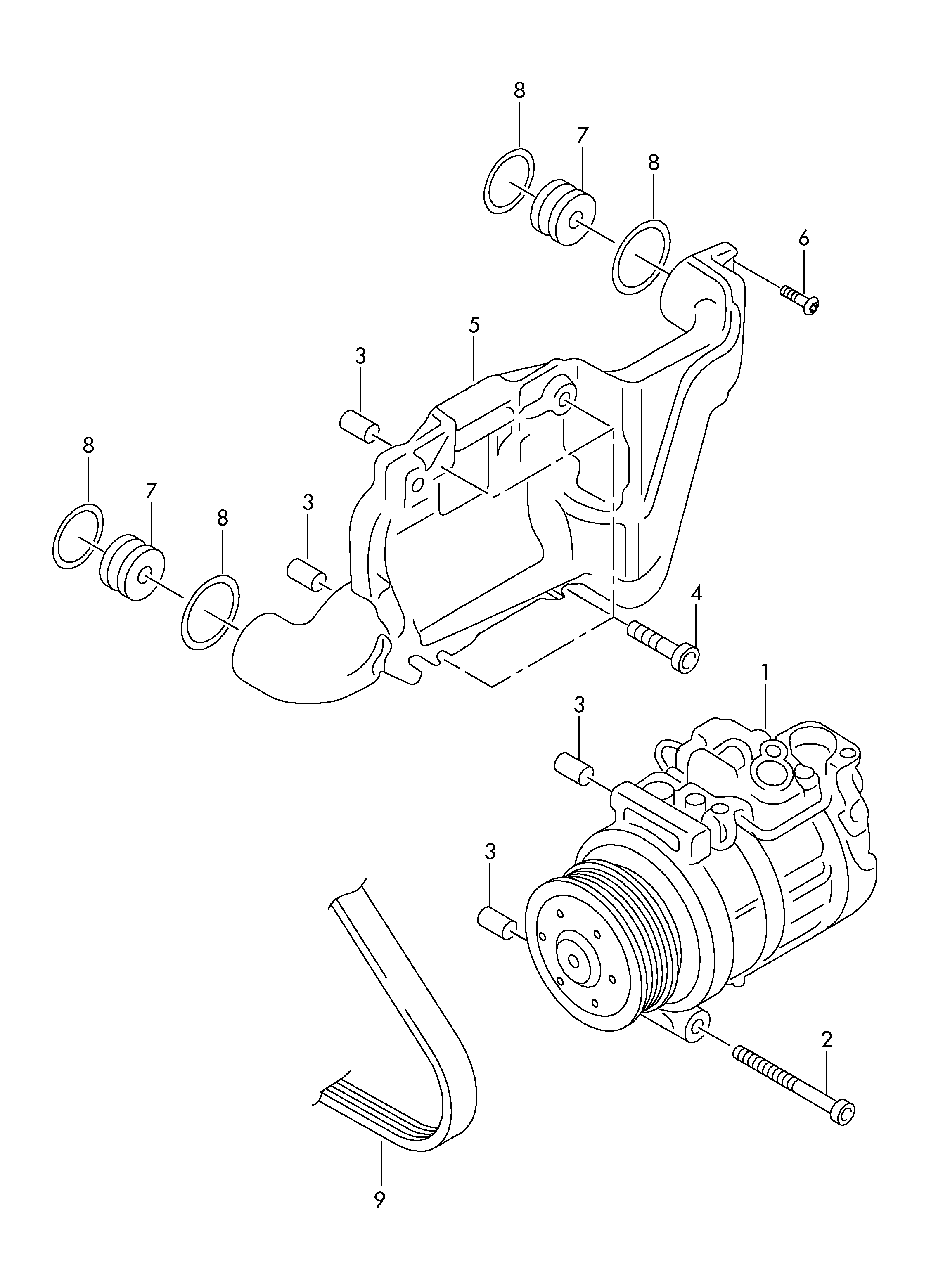 compresseur de climatiseur; pieces de fixation et ... - Audi Q7(AQ7)  