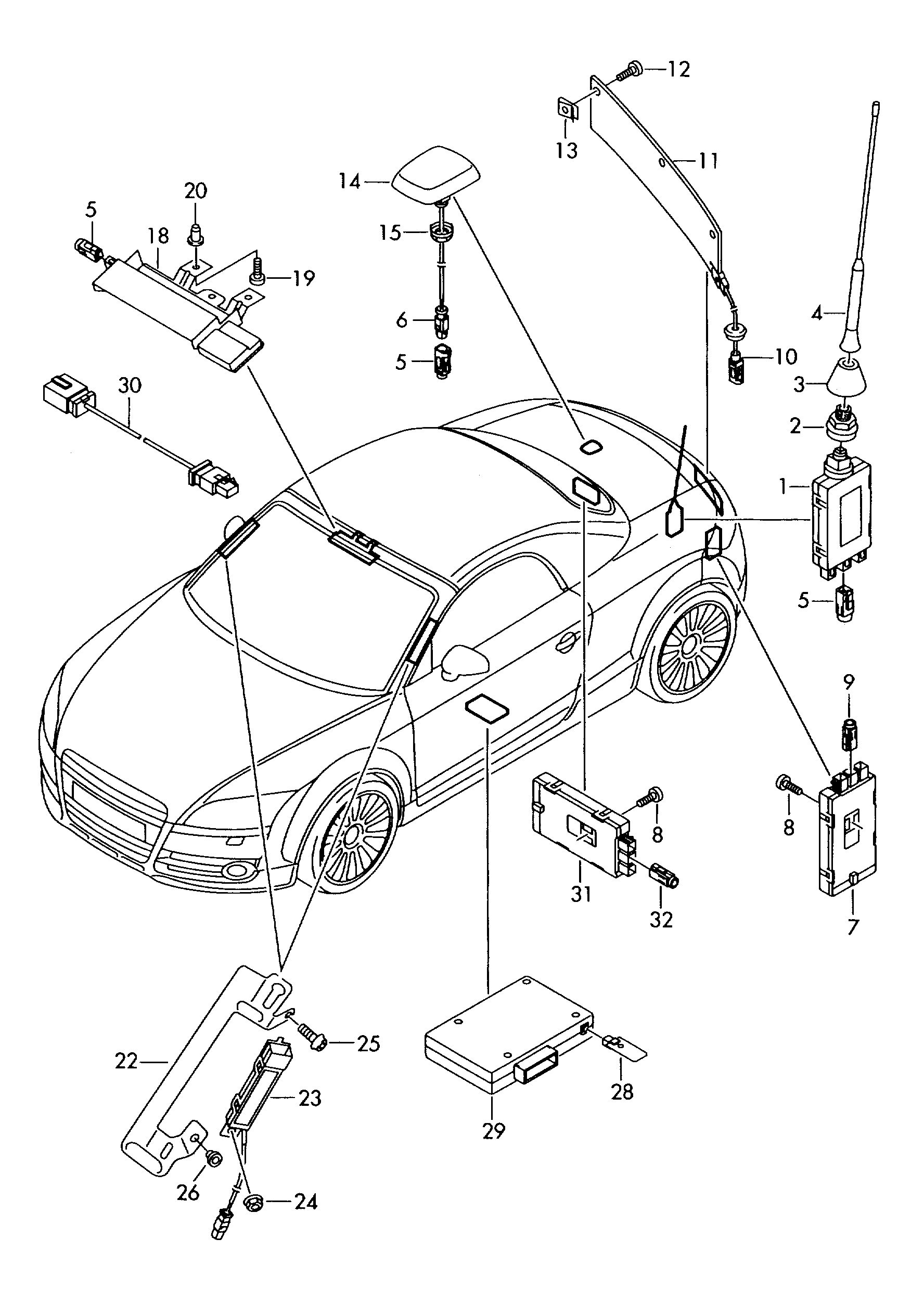 aerial - Audi TT/TTS Coupe/Roadster(ATT)  