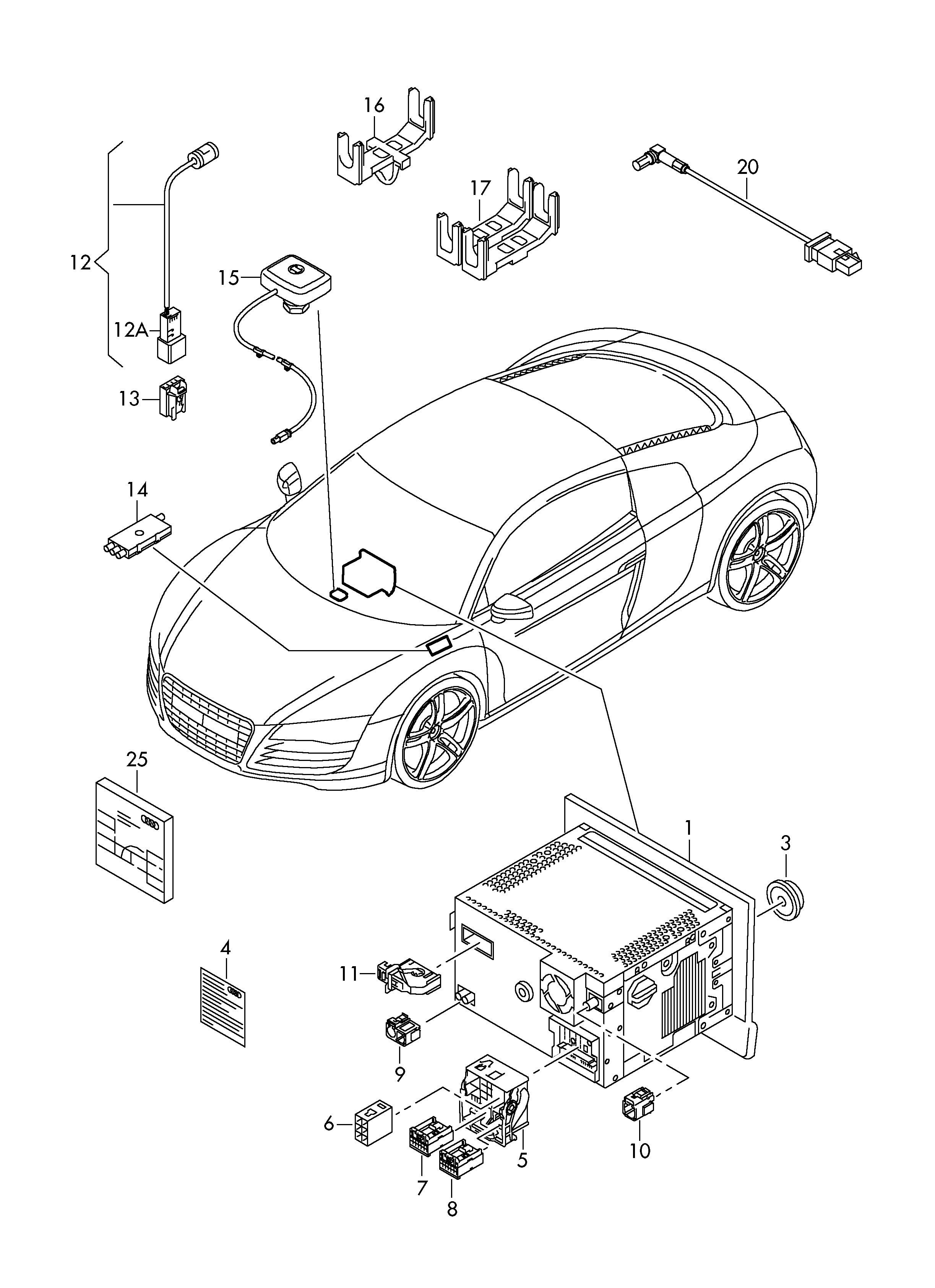 elektrische delen voor
navigatiensysteem; D      ... - Audi R8(R8)  