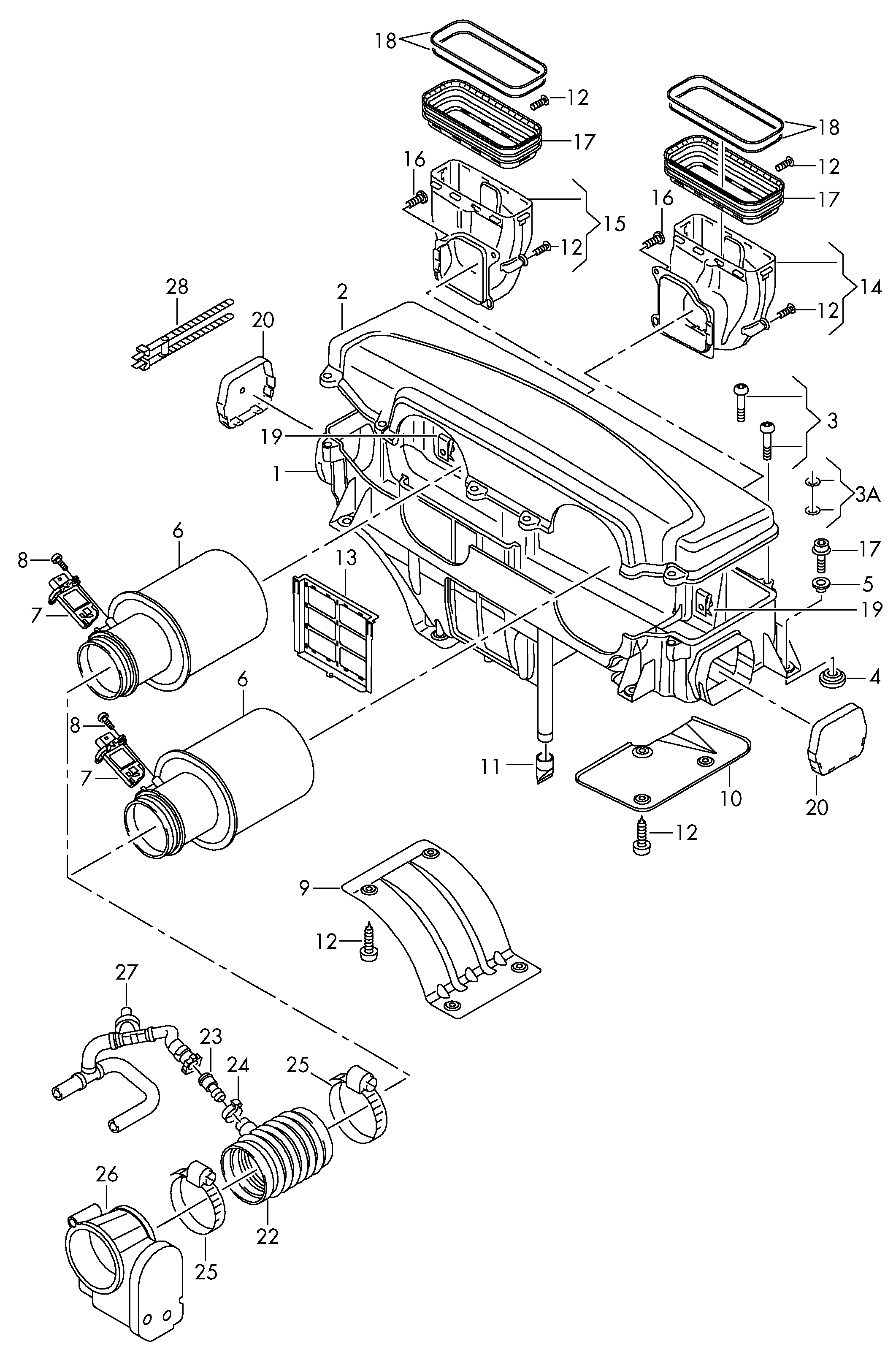 エアクリーナー;
コネクティングパーツ付き; センサー，エアマスメーター用 - Audi R8(R8)  