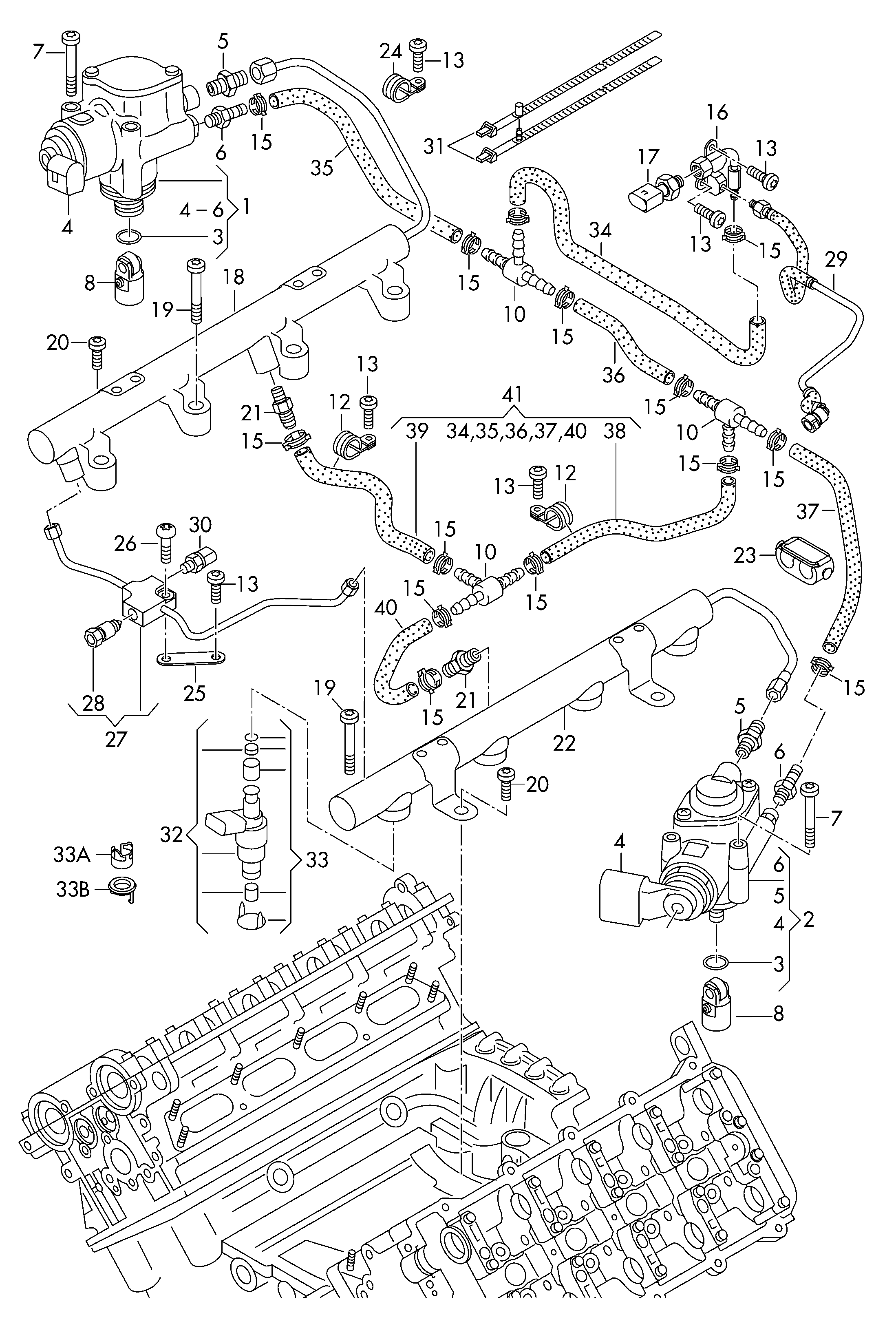 Yakıt pompası; Yakıt hattı; Enjektör valfı - Audi R8(R8)  