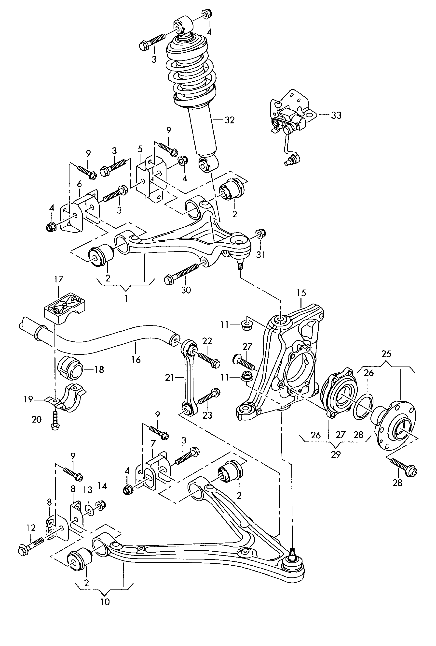 wishbone; wheel bearing housing; anti-roll bar; D ... - Audi R8(R8)  