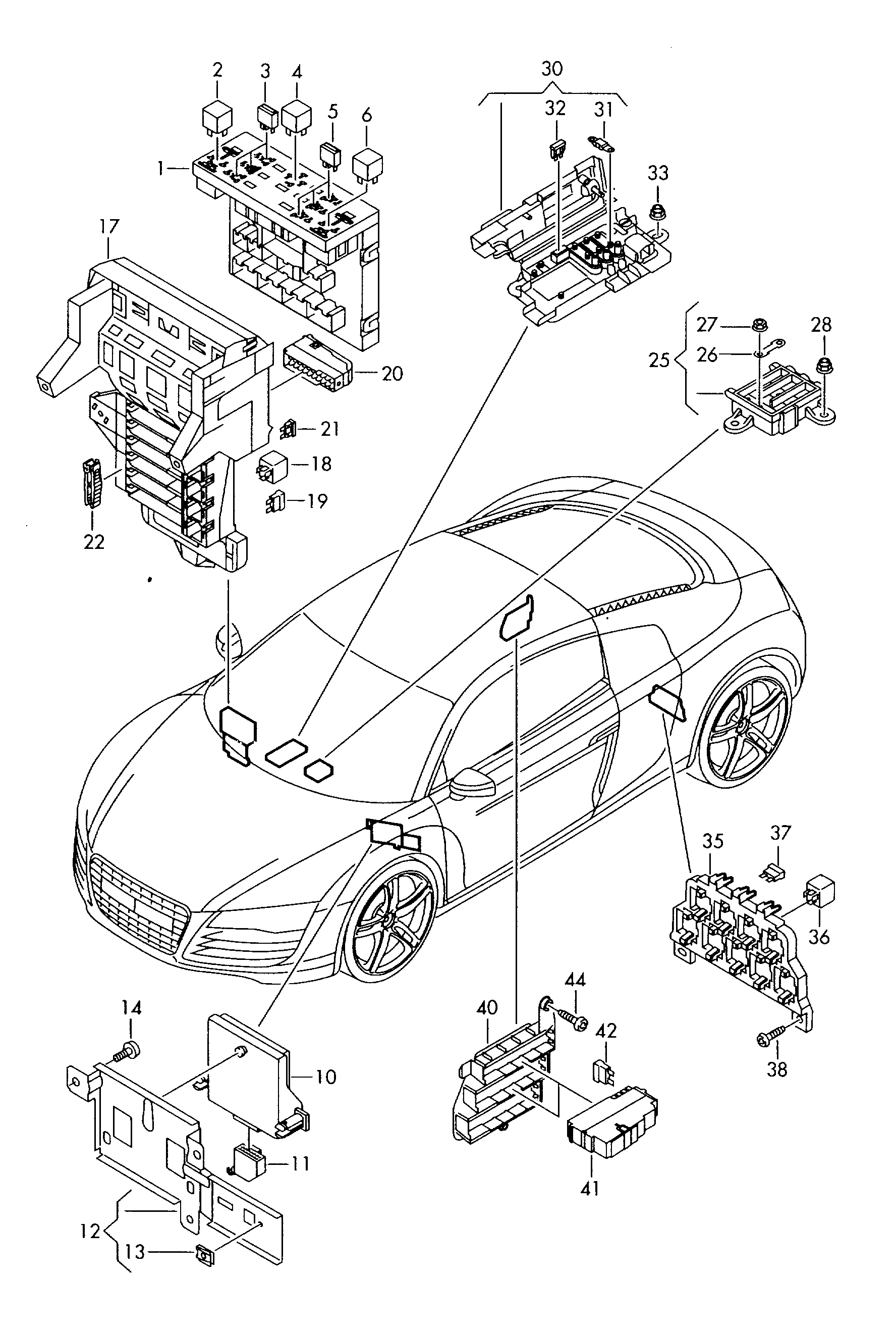centralita electrica, caja de
fusibles, portarrel... - Audi R8(R8)  