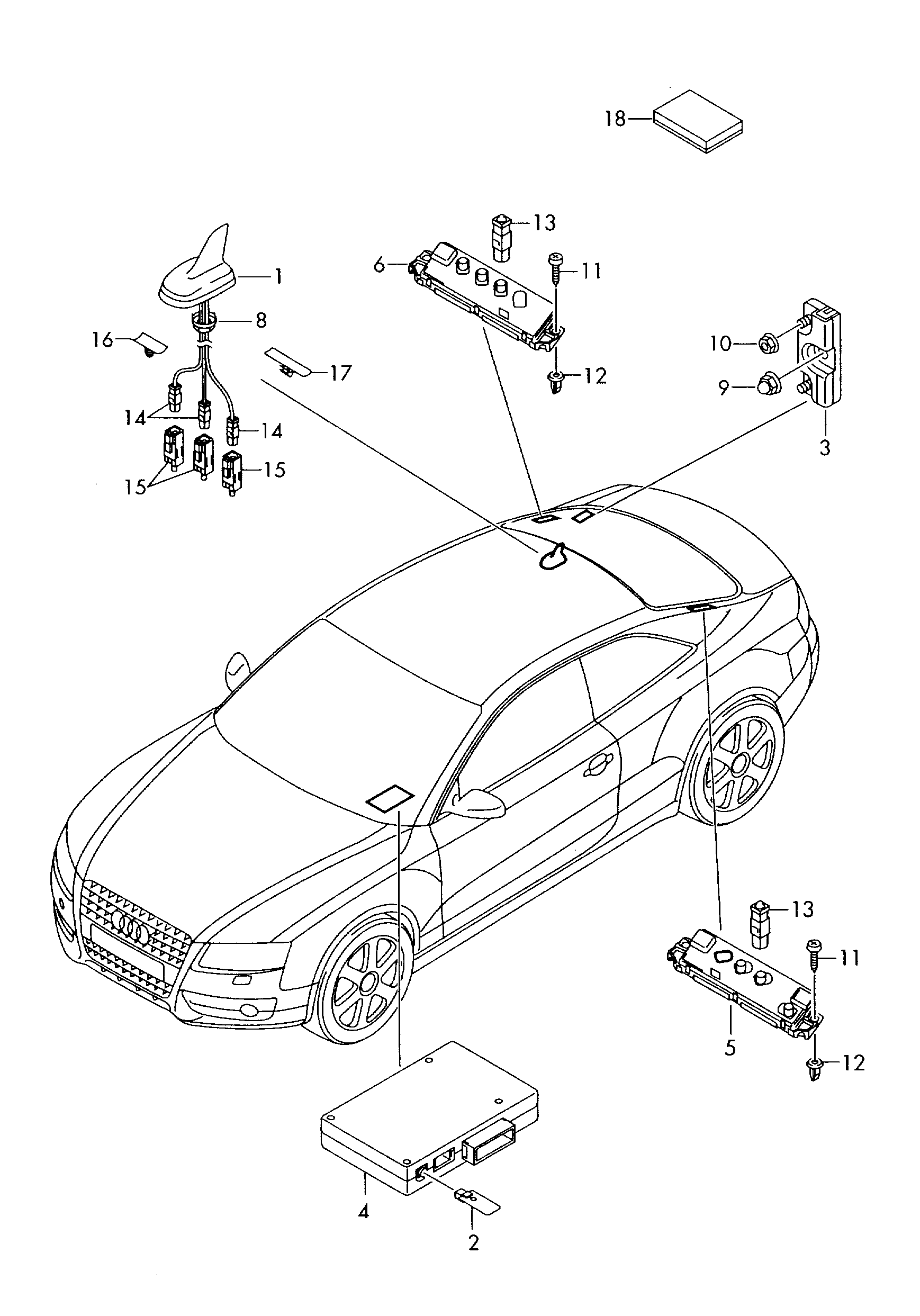el. di fissaggio per
amplificatore antenna - Audi A5/S5 Coupe/Sportback(A5CO)  