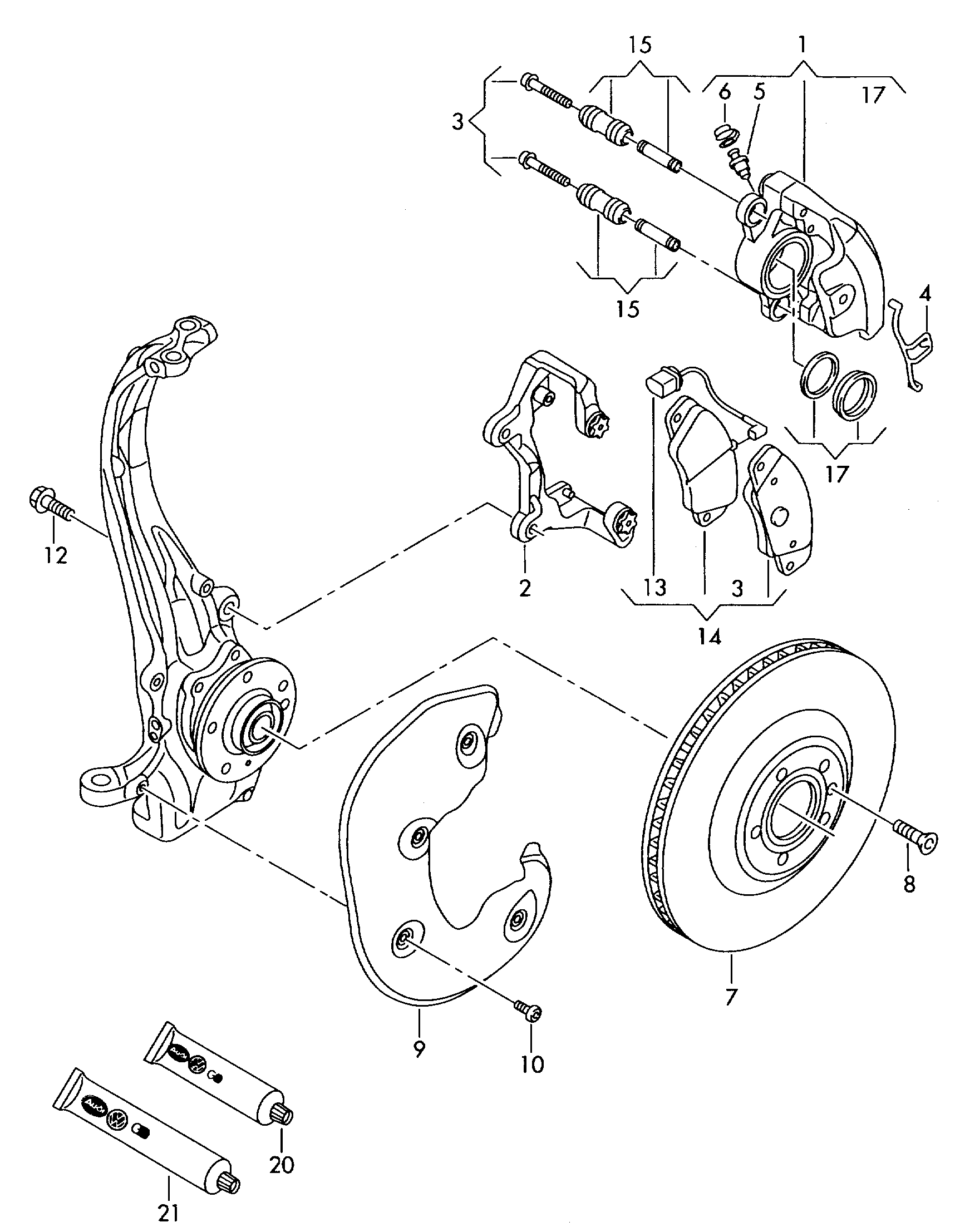 floating caliper brake; brake caliper housing; cal... - Audi A4/Avant(A4)  