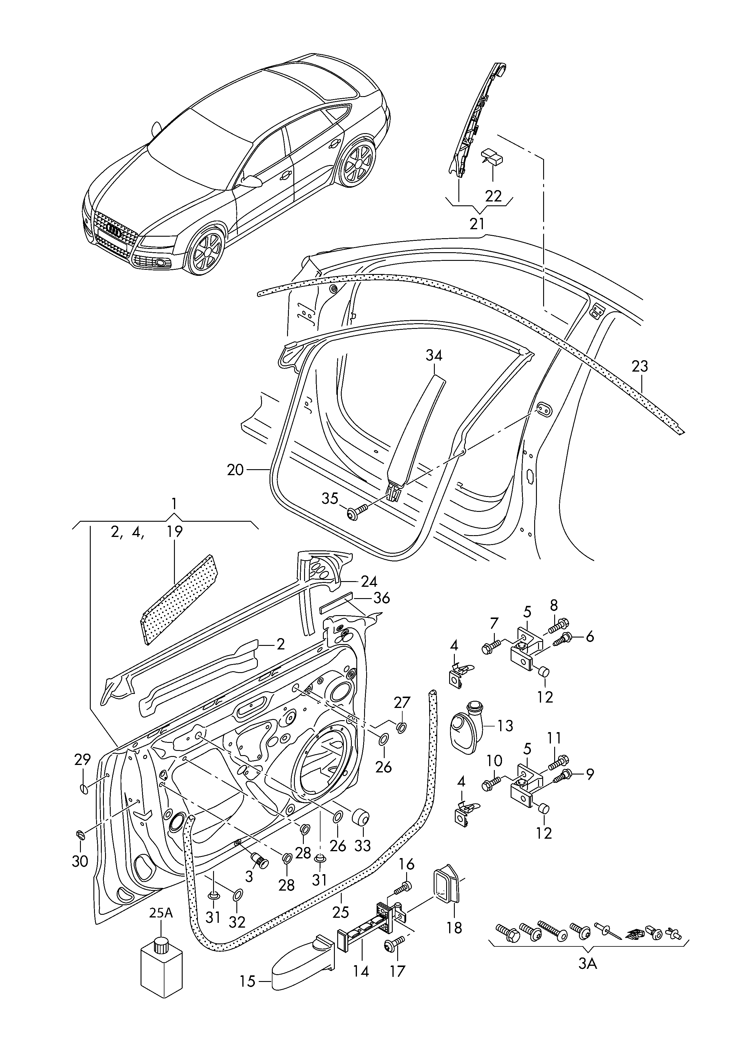 doors; door seal - Audi A5/S5 Coupe/Sportback(A5CO)  